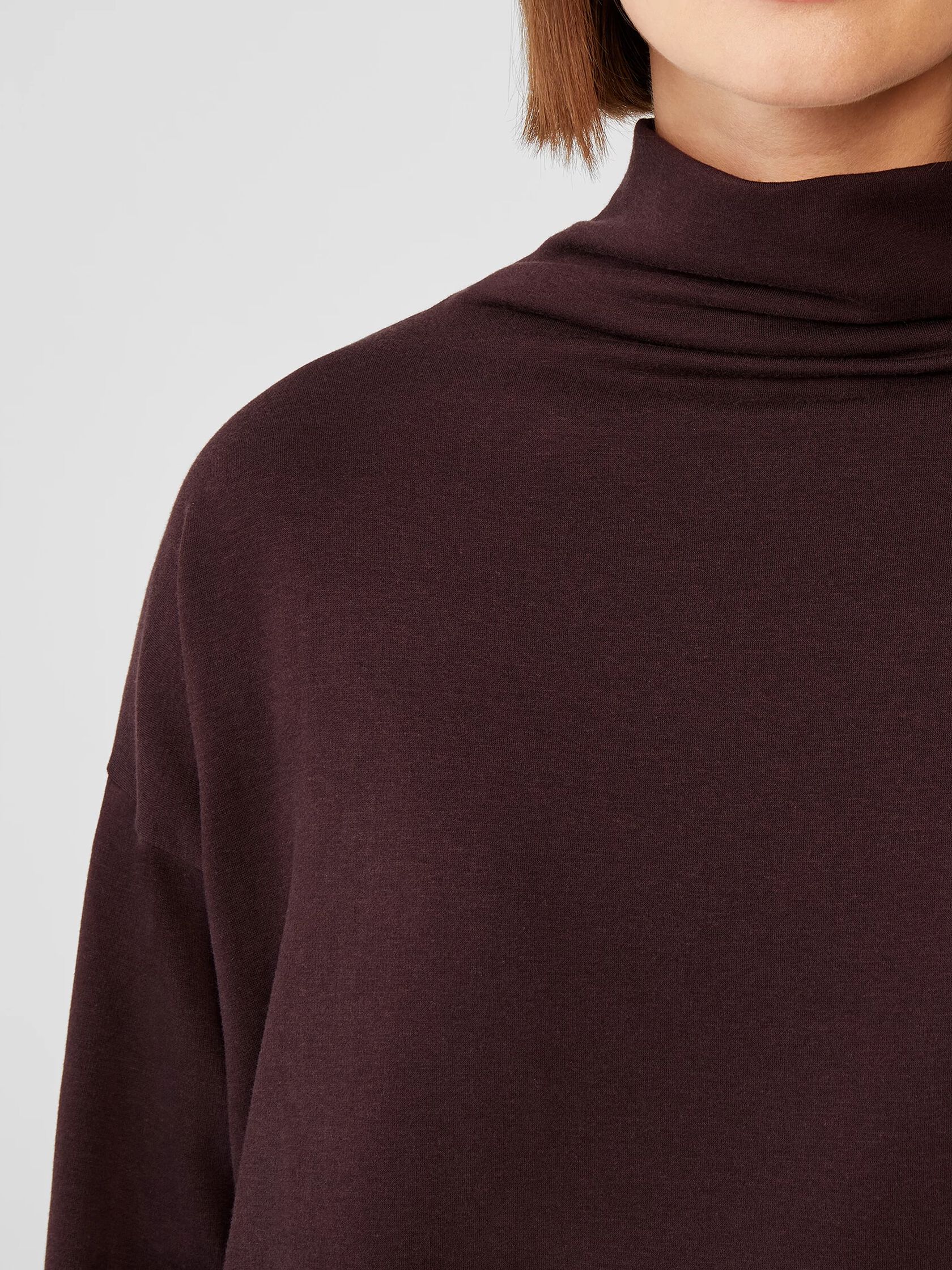Cozy Brushed Terry Funnel Neck Box-Top