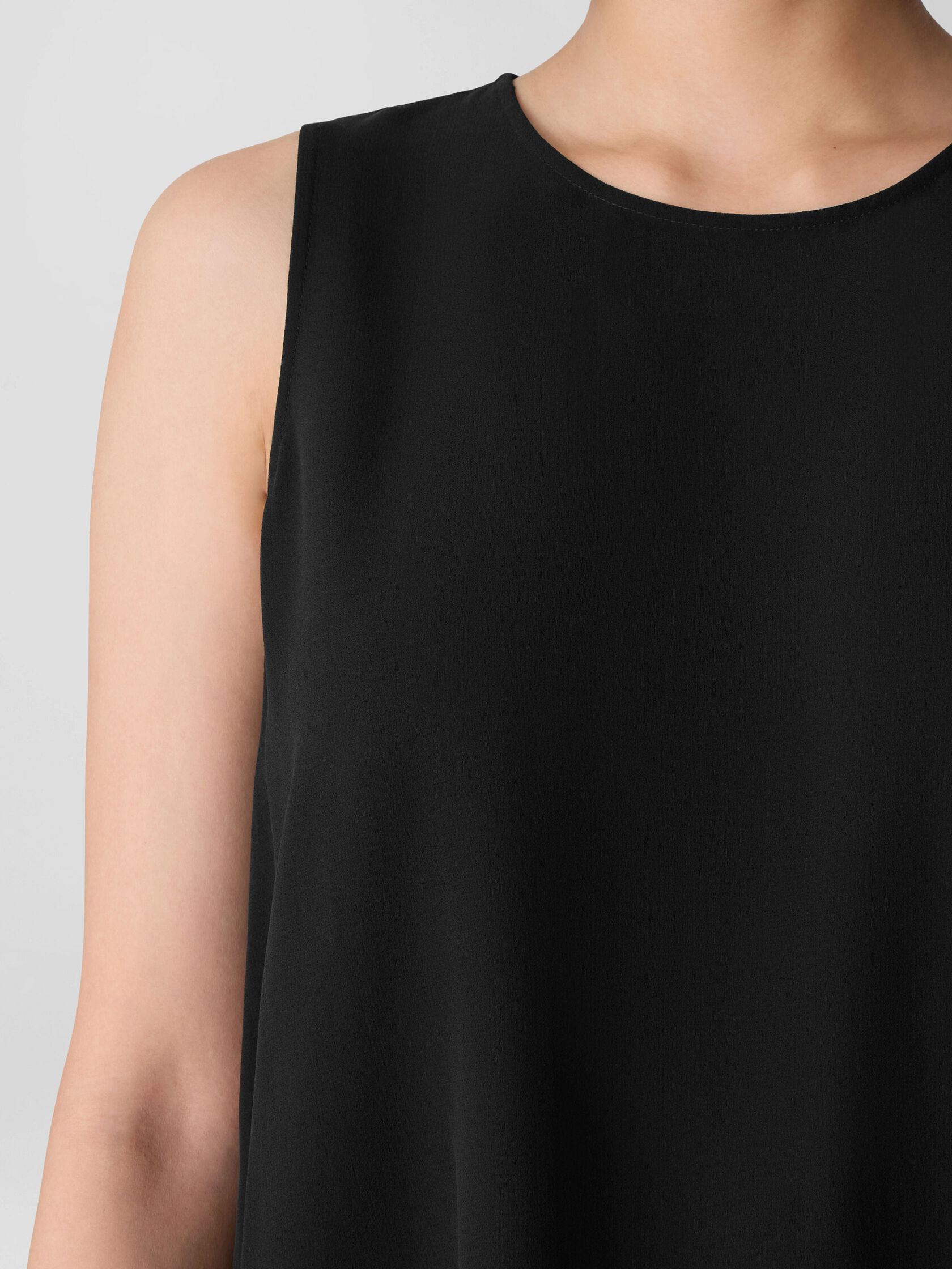 Silk Georgette Crepe Round Neck Tank