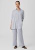 Striped Organic Linen Crinkle Classic Collar Shirt