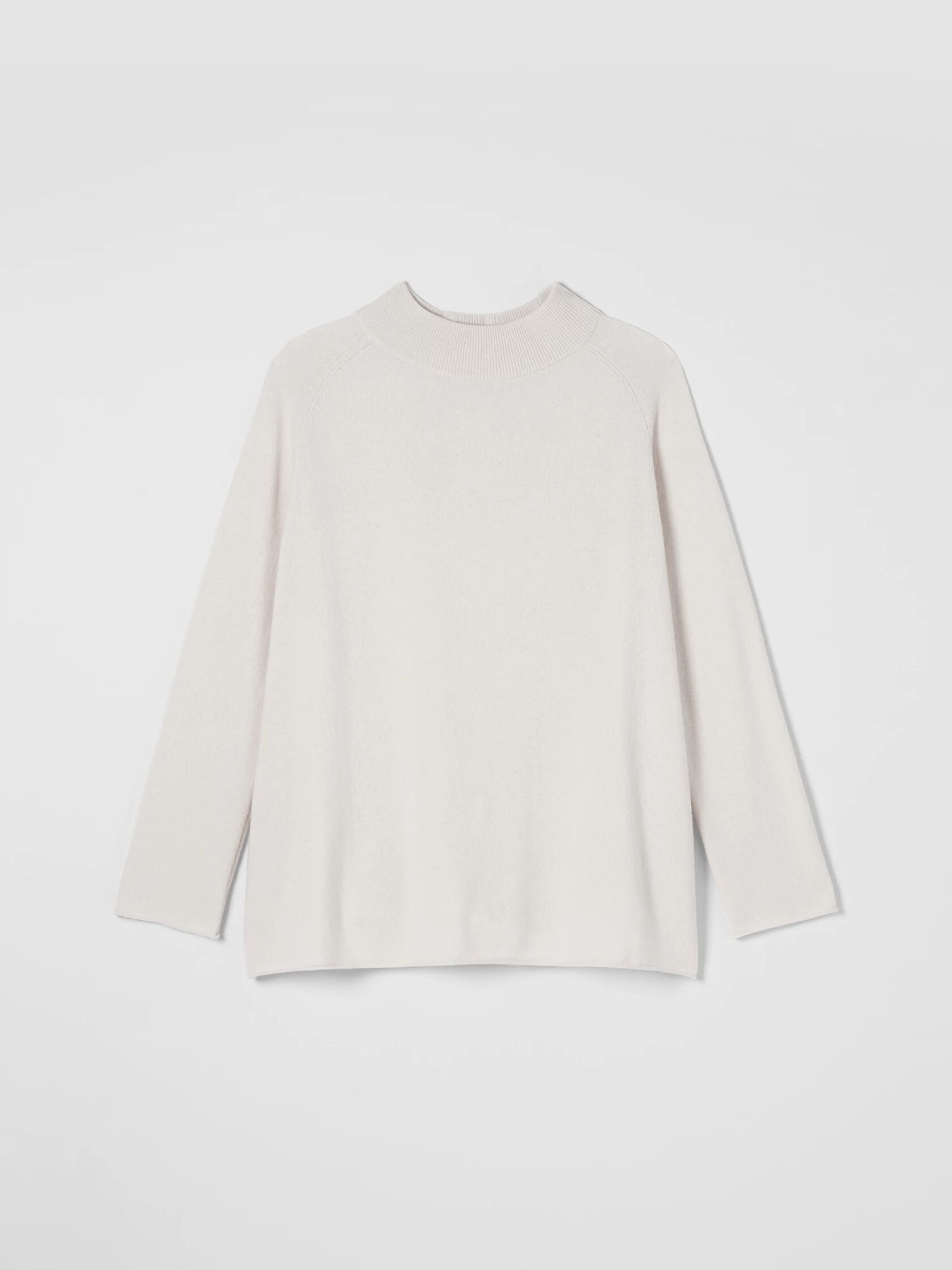 Recycled Cashmere Wool Mock Neck Box-Top