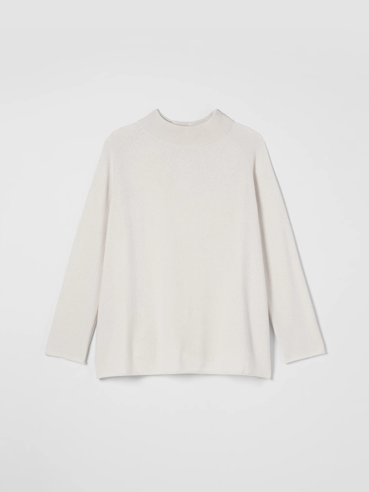 Recycled Cashmere Wool Mock Neck Box-Top