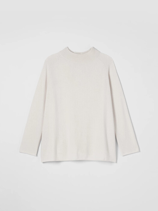 Recycled Cashmere Wool Mock Neck Box-Top