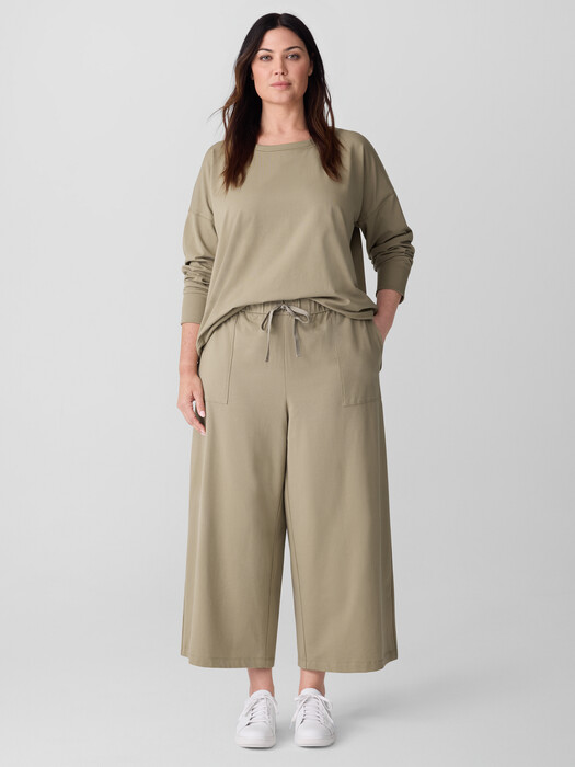 Pima Cotton Stretch Jersey Wide-Leg Pant