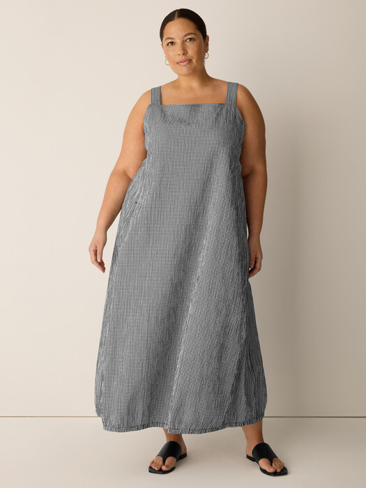 Eileen Fisher - Women's Organic Cotton Pucker Check Lantern Dress - Black - Size: 1X regular Eileen Fisher - Women's Organic Cotton Pucker Check Lantern Dress - Black - Size: 1X regular