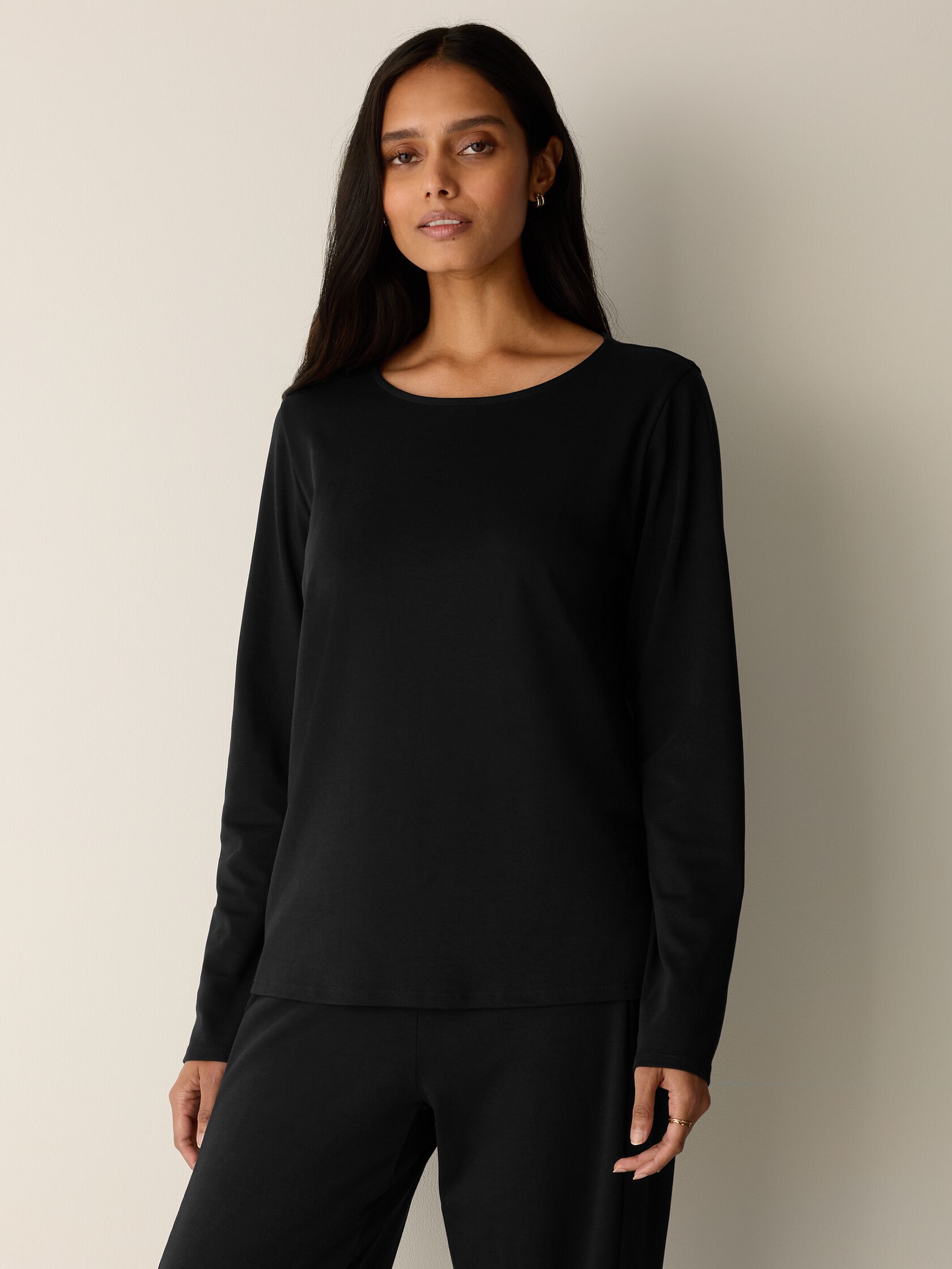 Organic Cotton Interlock Crew Neck Sleep Top