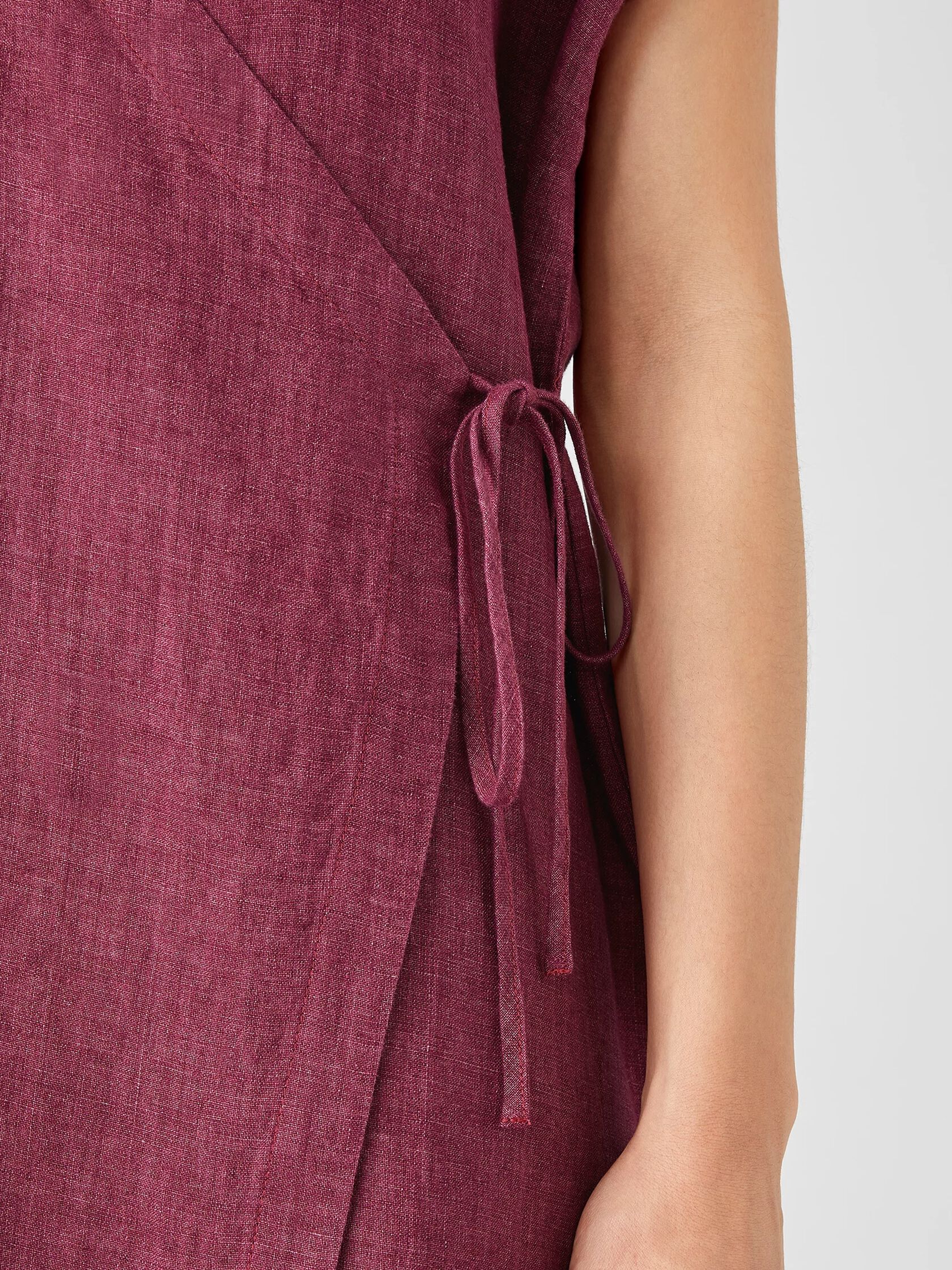 Washed Organic Linen Delave Wrap Dress