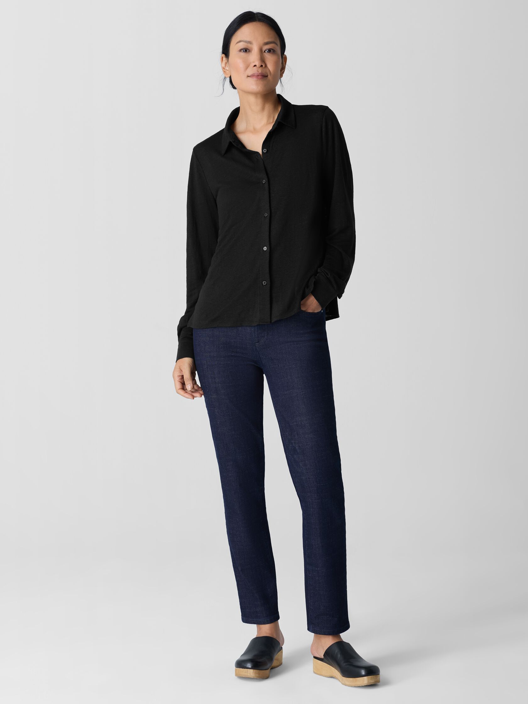 Organic Linen Jersey Classic Collar Shirt