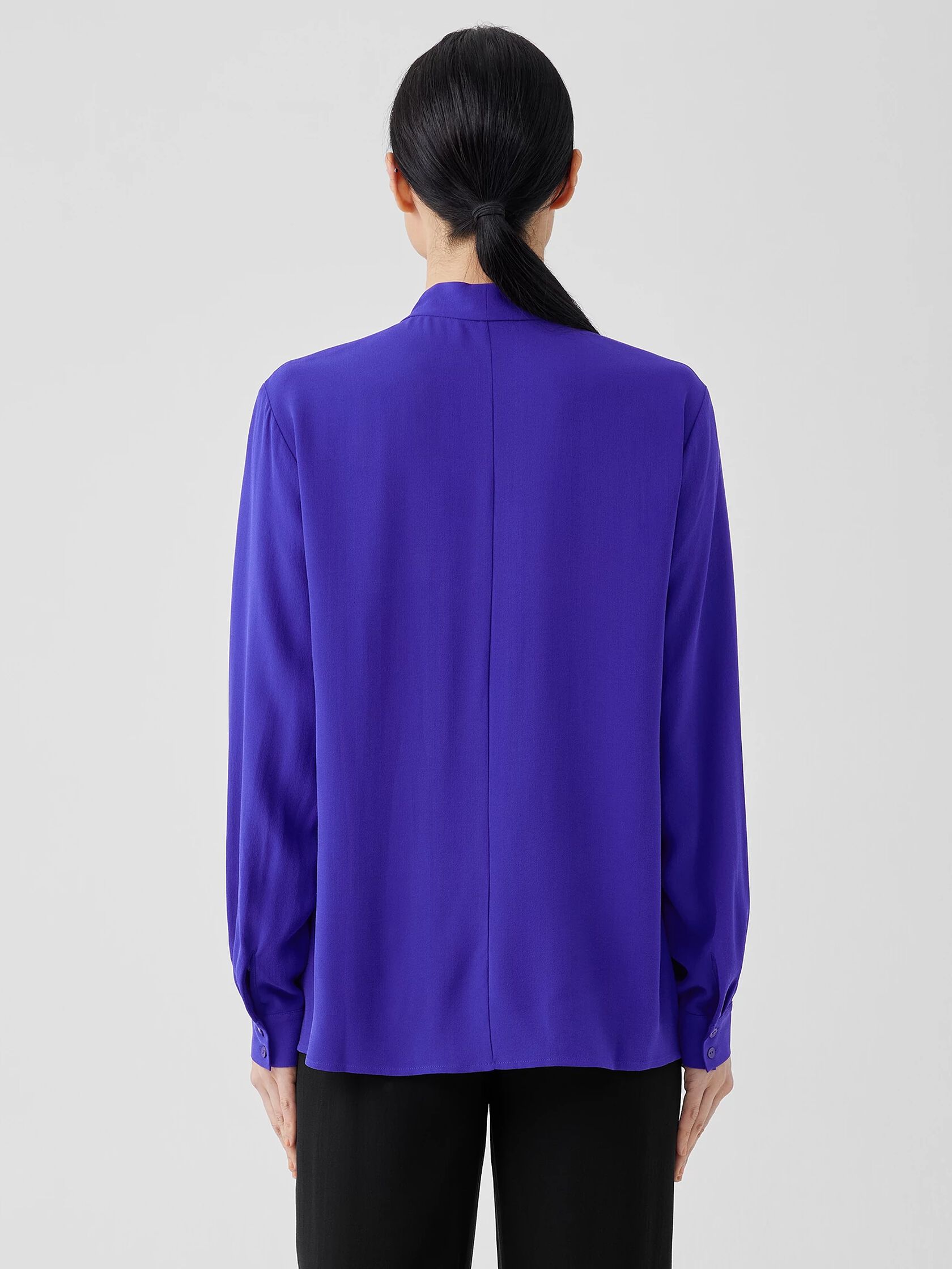 Silk Georgette Crepe V-Neck Top