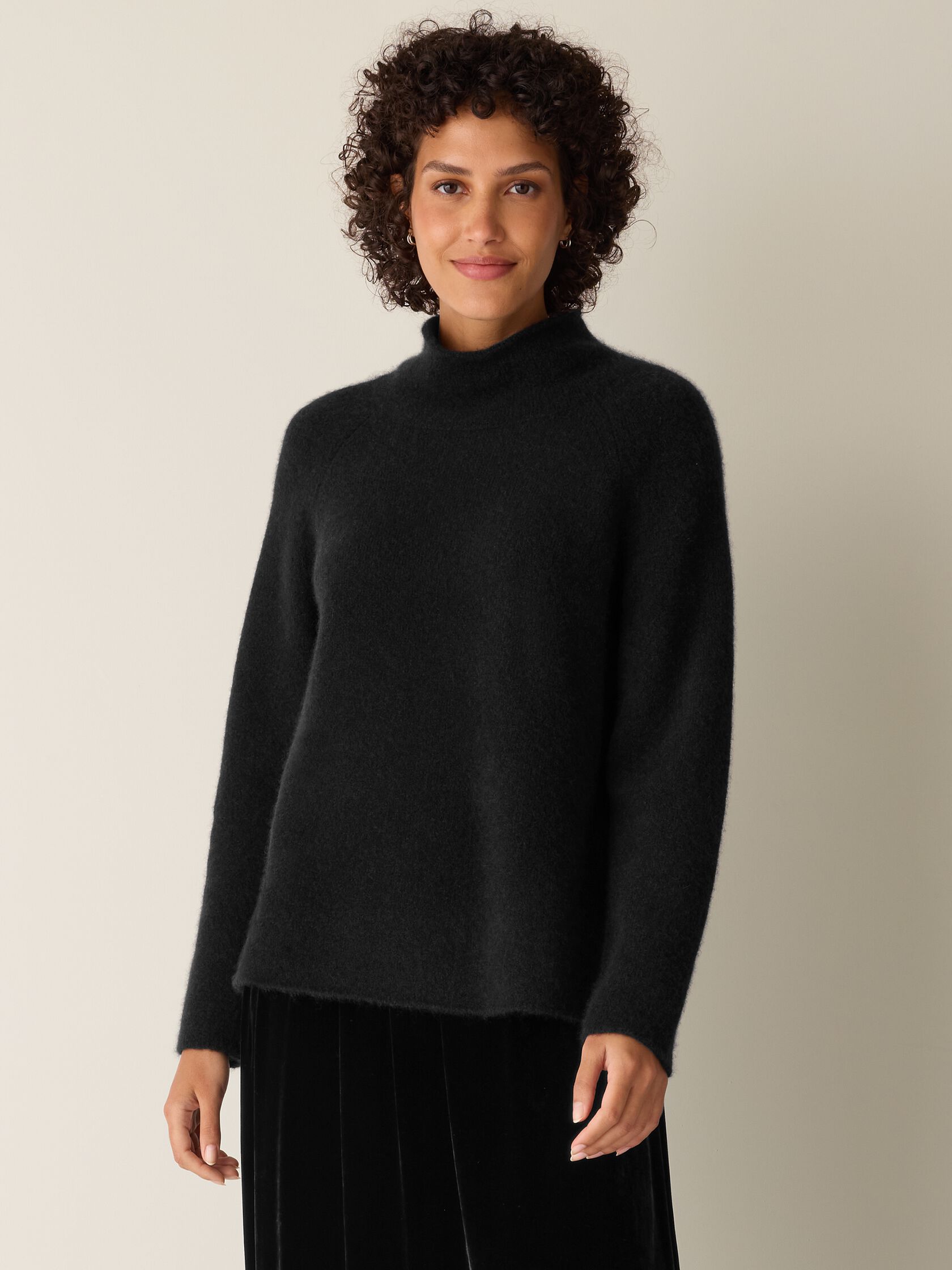 Cashmere Silk Boucle Bliss Turtleneck Top