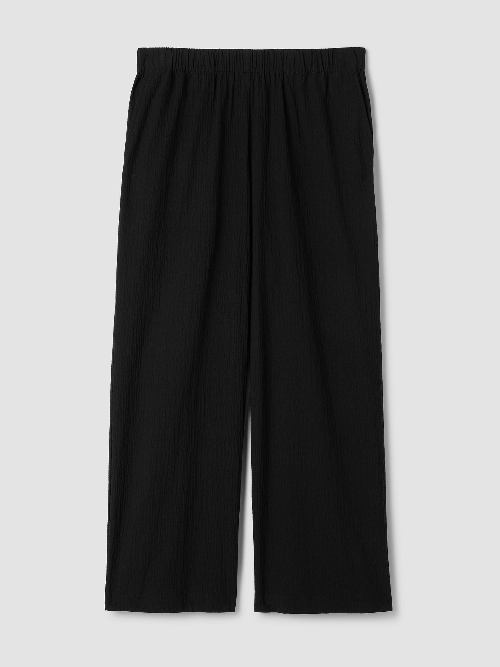 Organic Cotton Pucker Wide-Leg Pant