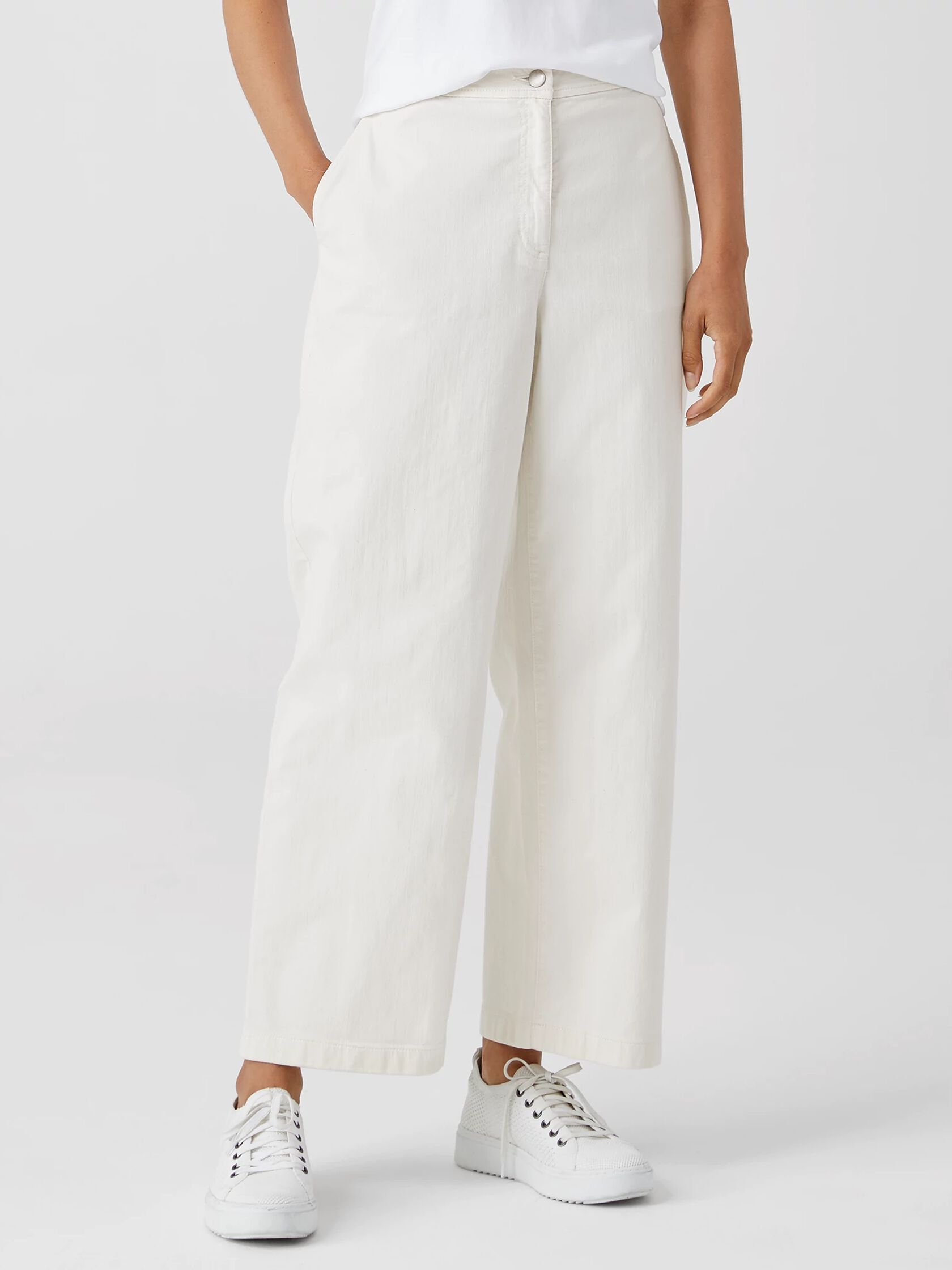 Undyed Organic Cotton Stretch Wide-Leg Jean | EILEEN FISHER