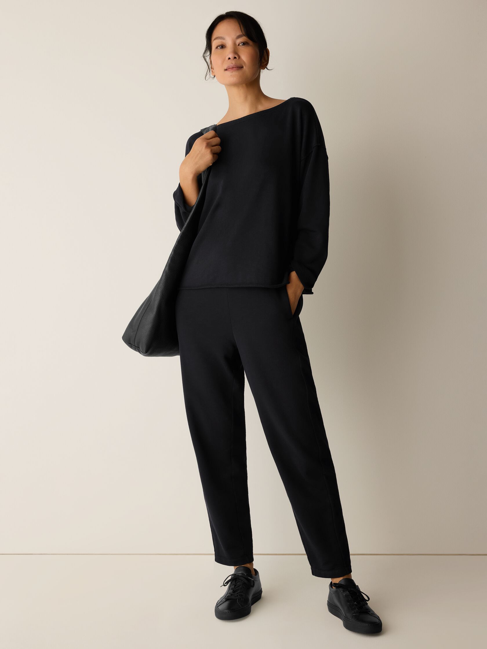 Garment-Dyed Organic Cotton Terry Bateau Neck Box-Top