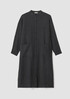 Puckered Organic Linen Mandarin Collar Shirtdress