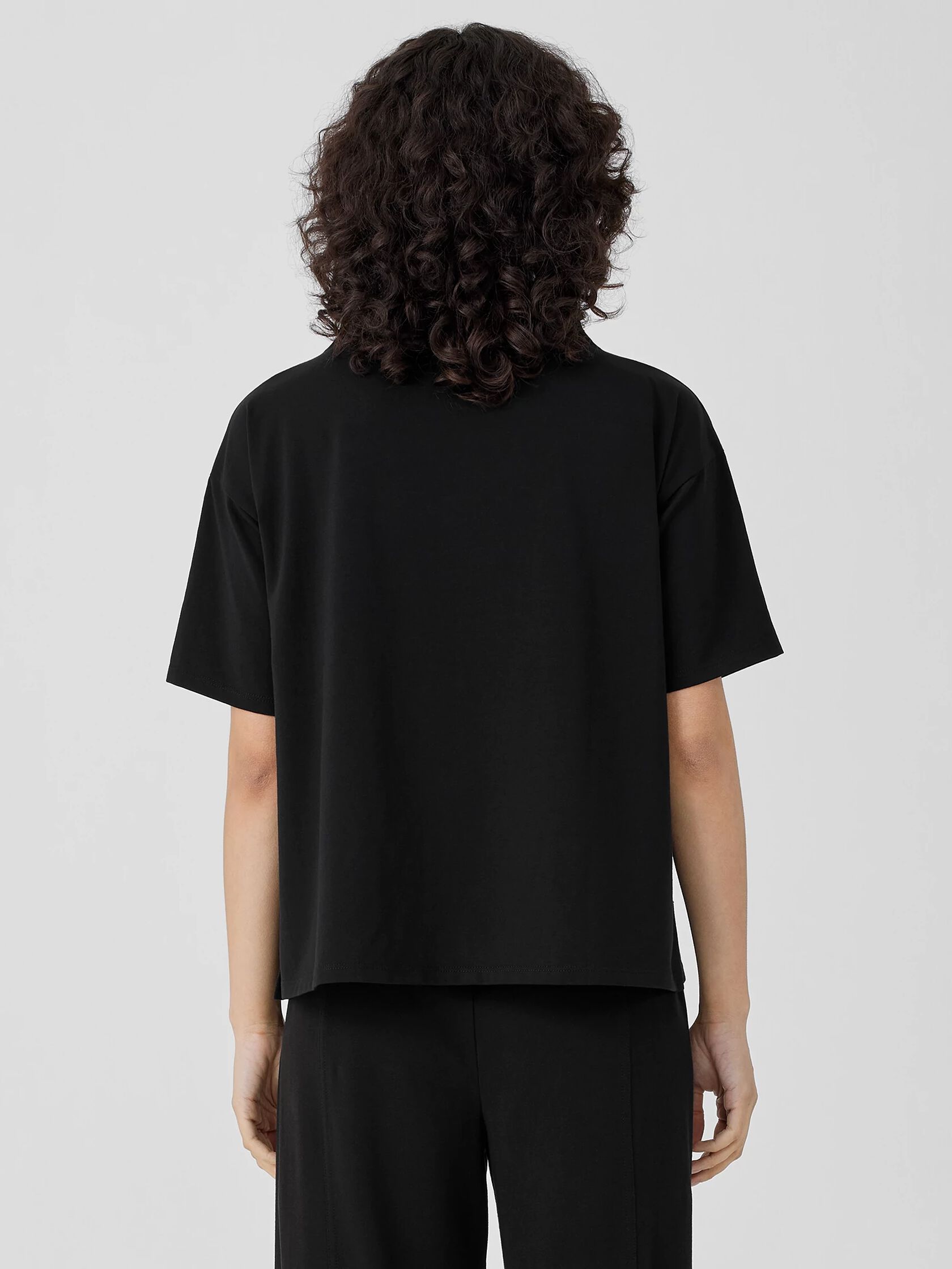 Pima Cotton Stretch Jersey Funnel Neck Top