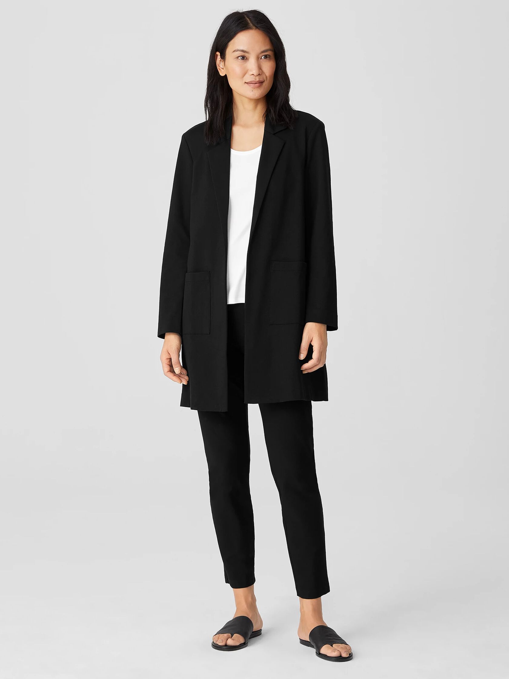 Cotton Ponte Long Blazer