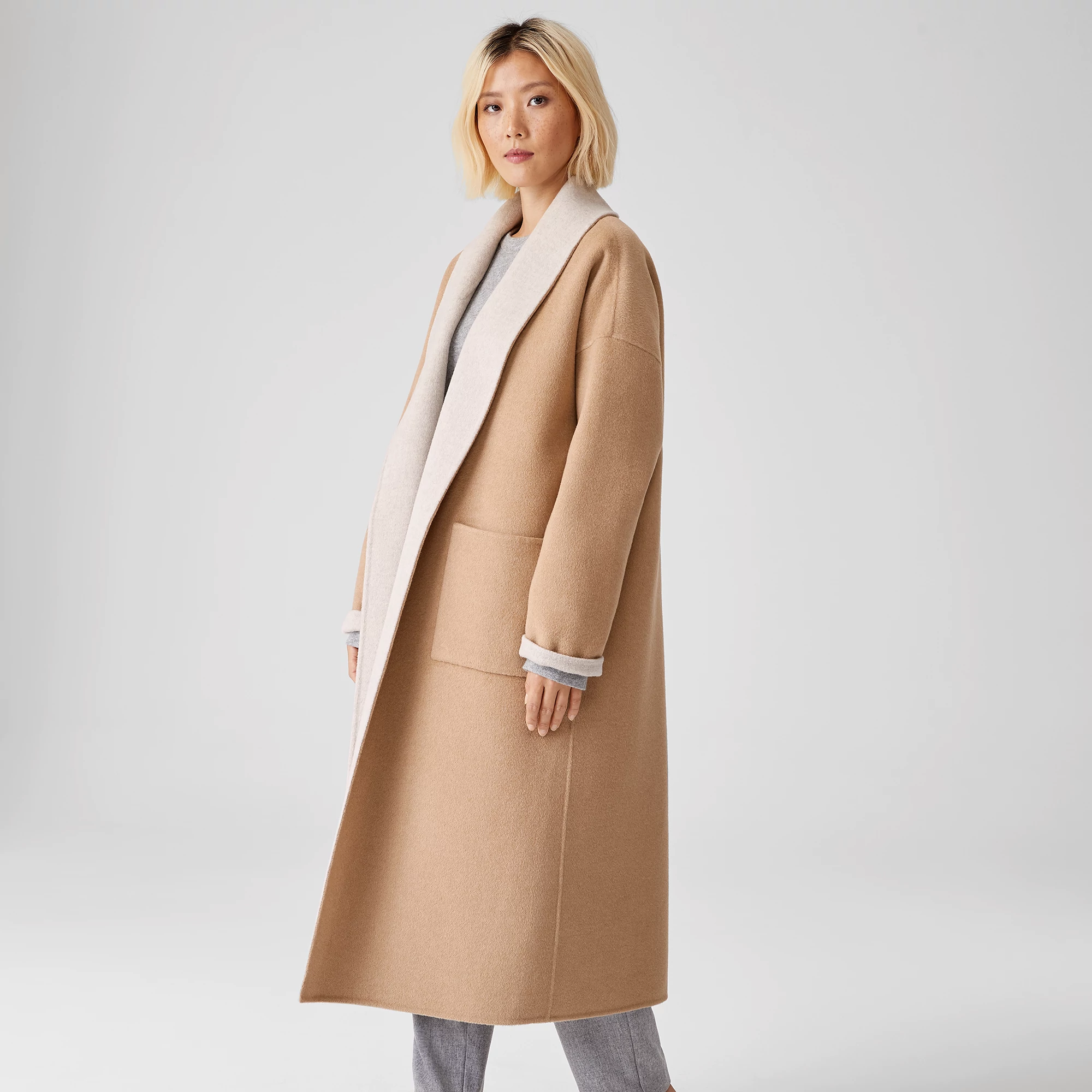Doubleface Wool Cashmere Shawl Collar 