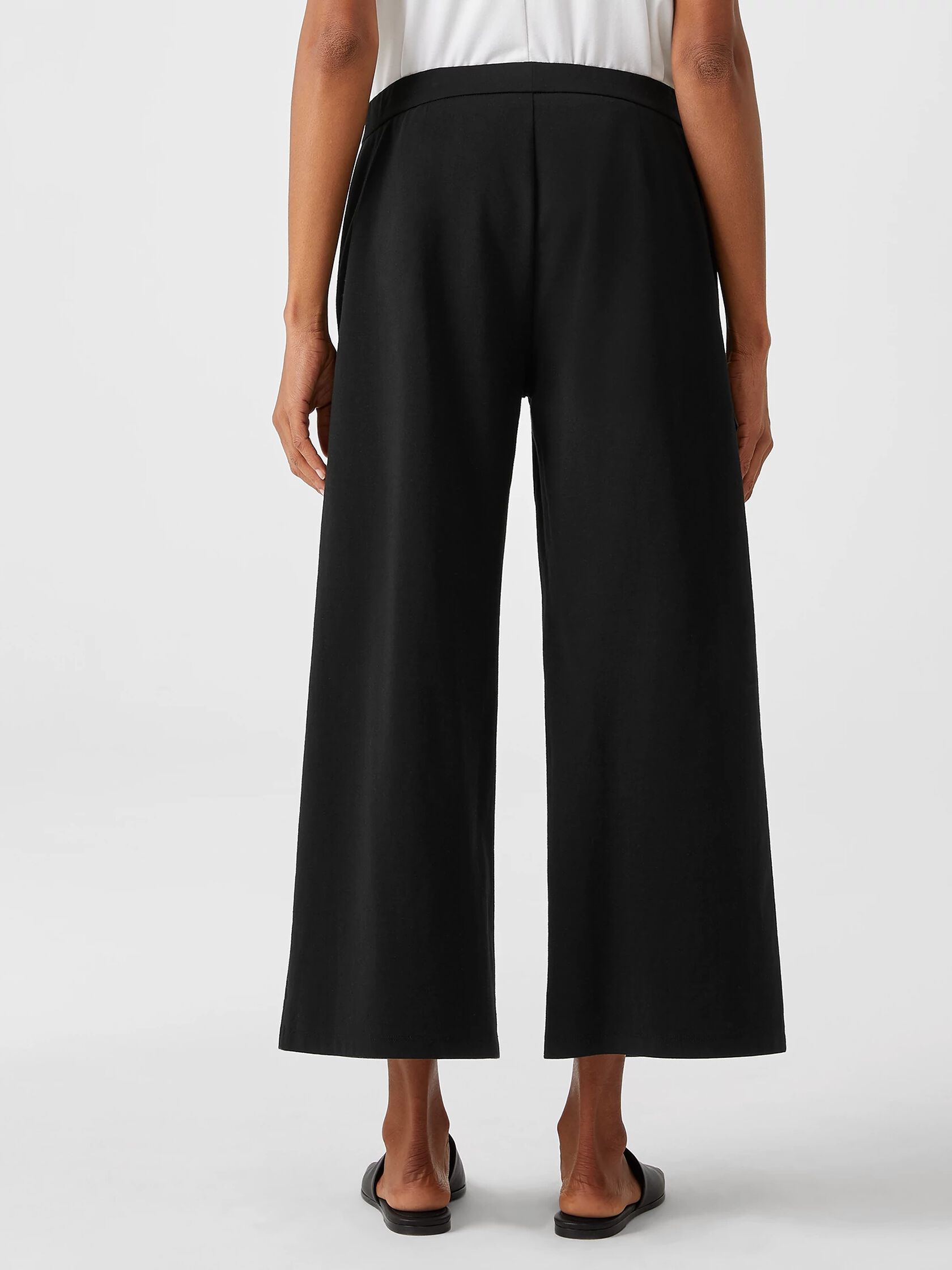 Cotton Ponte Wide-Leg Pant