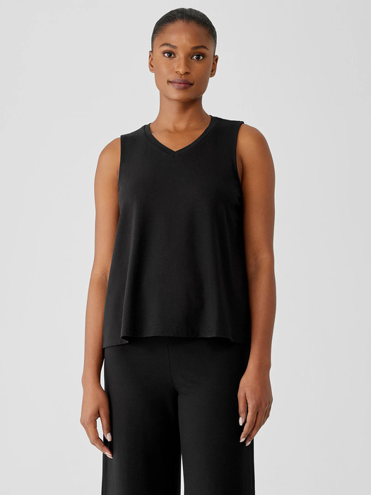 Stretch Jersey Knit V-Neck Tank