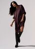 Textured Satin Round Neck Dolman-Sleeve Dress