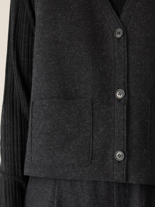 Lightweight Boiled Wool Vest in Regenerative Wool