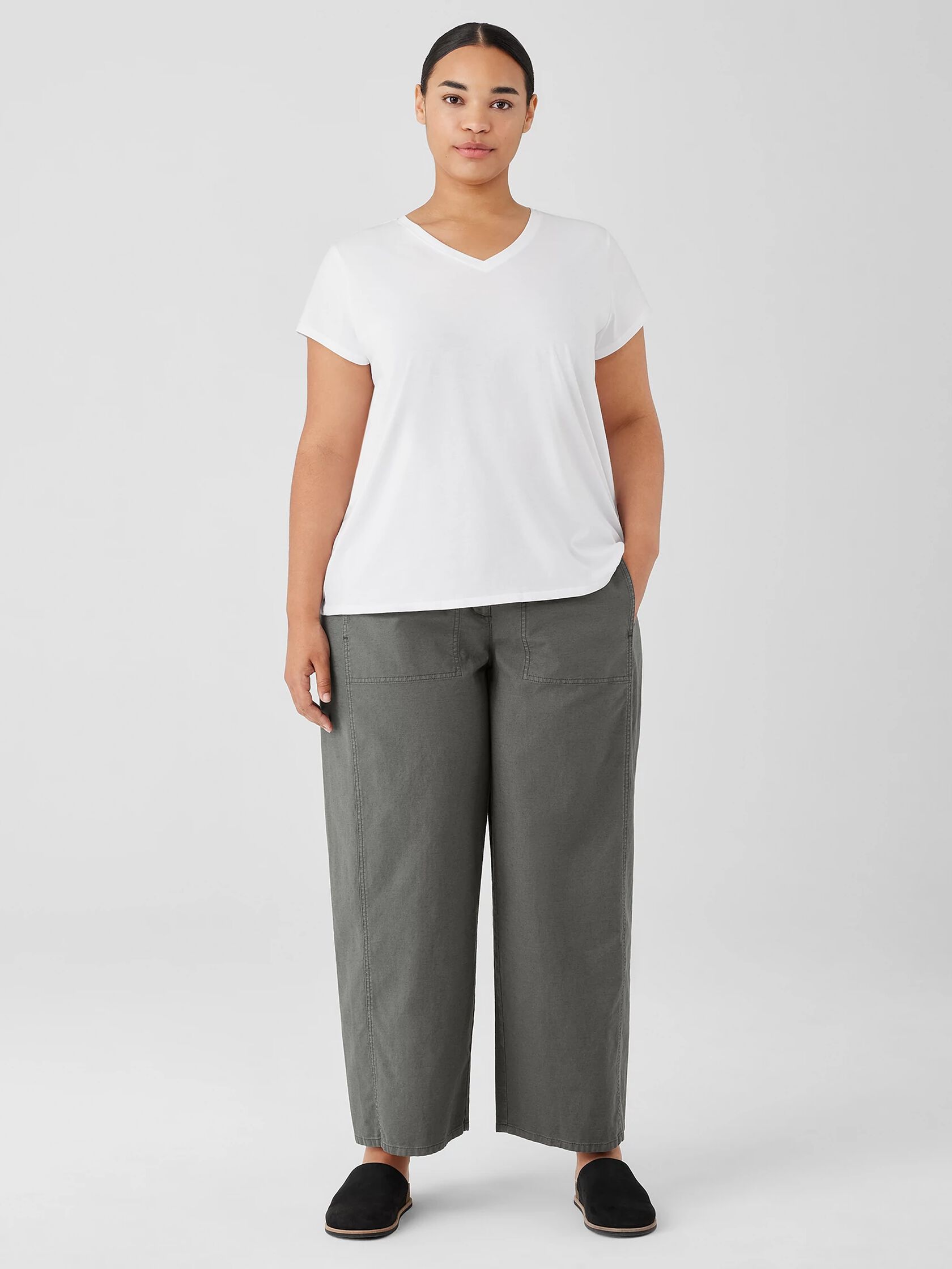 Cotton Hemp Stretch Wide-Leg Pant