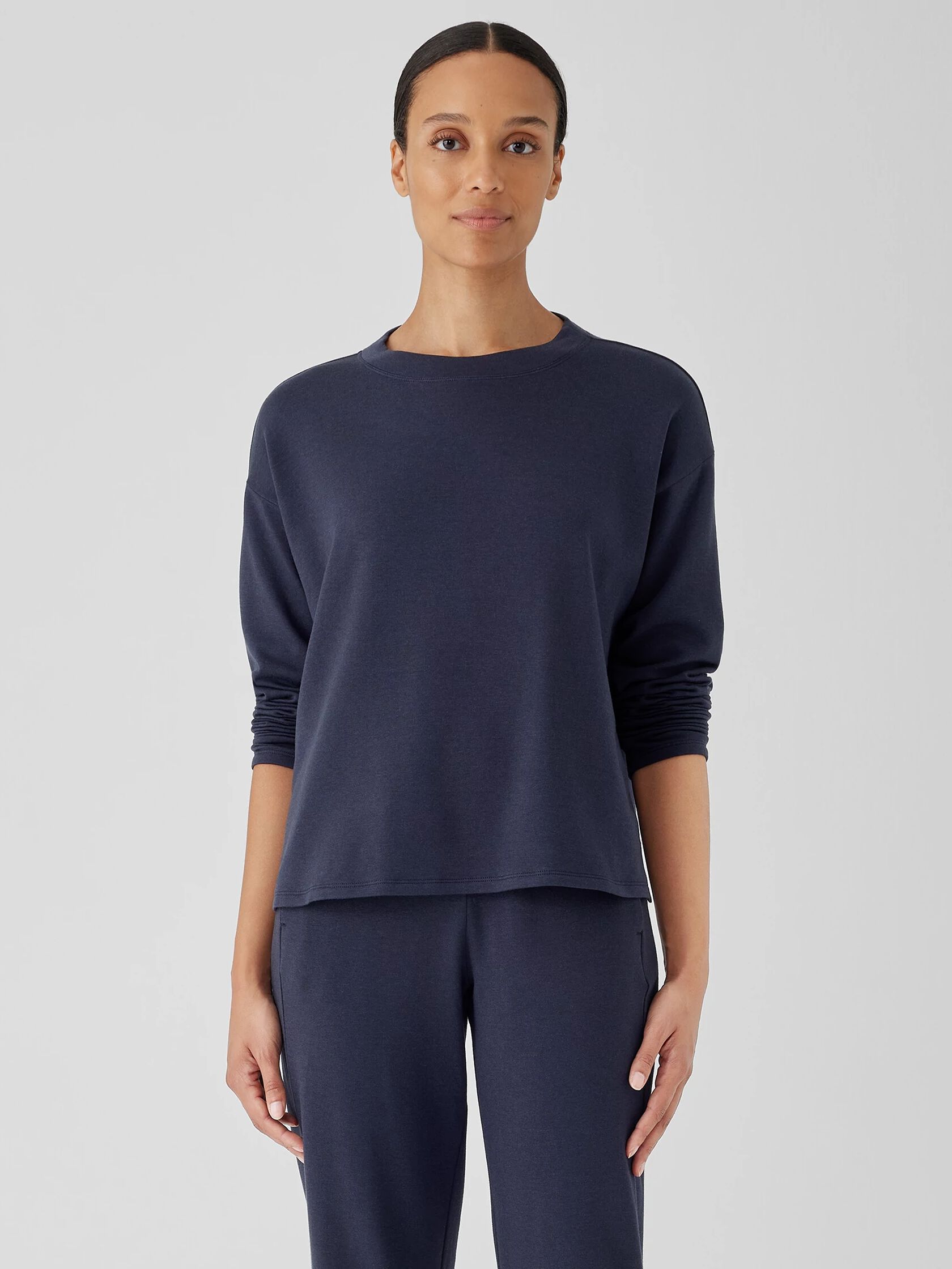 Cozy Brushed Terry Hug Crew Neck Top