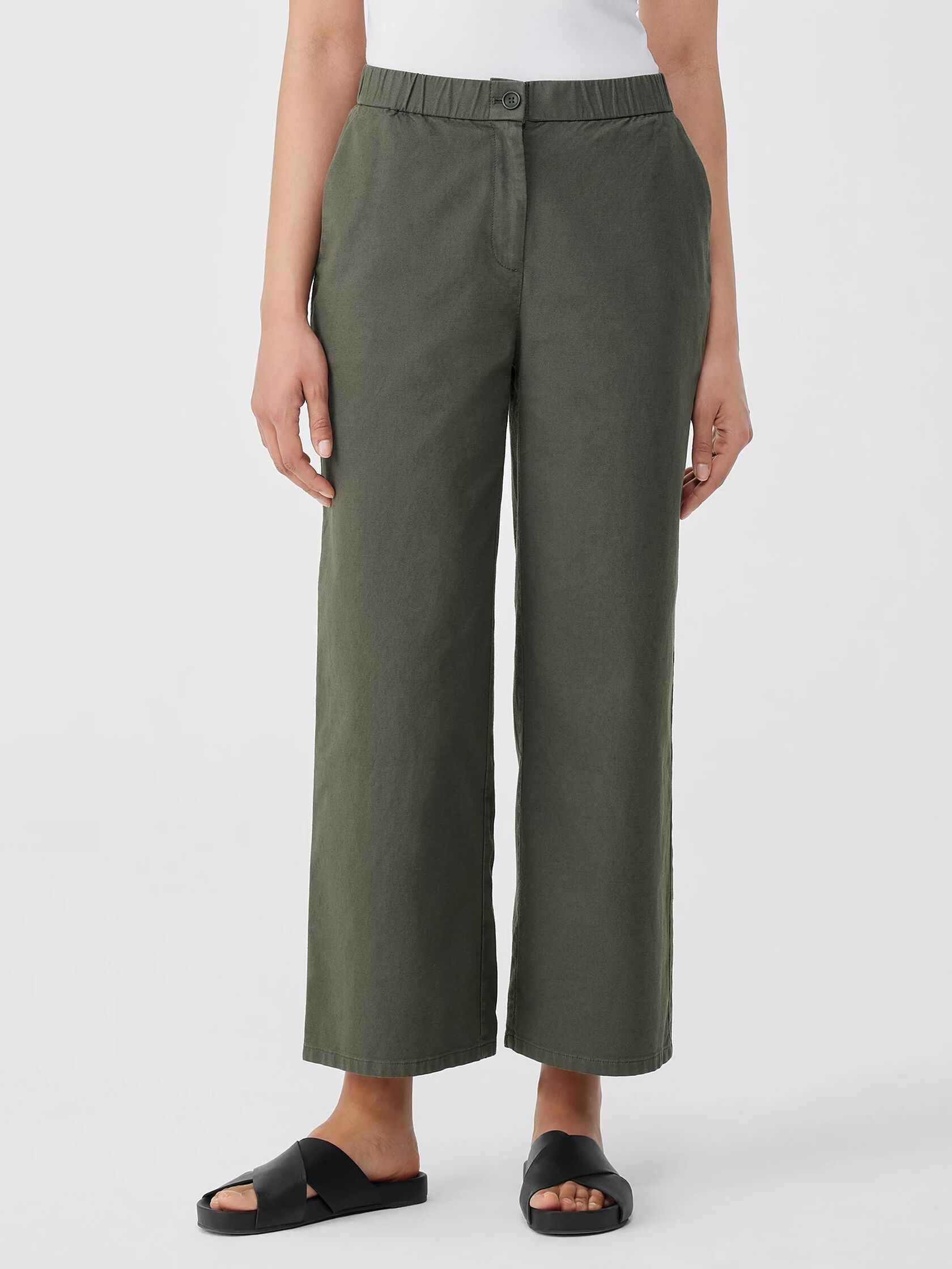 Cotton Hemp Stretch Wide-Leg Pant