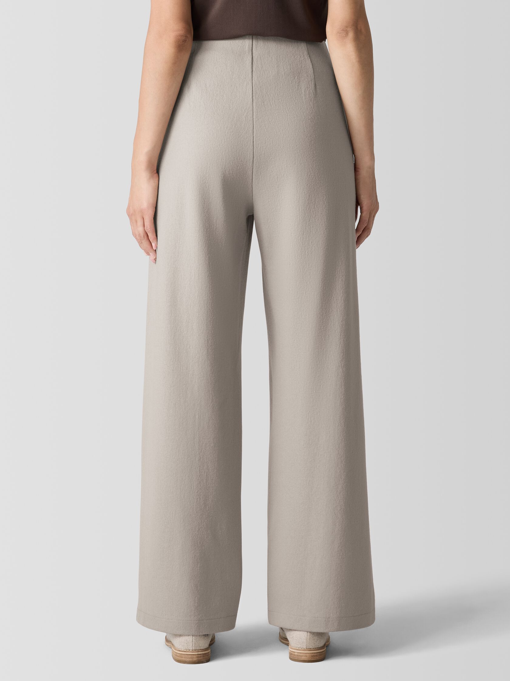 Felted Wool Jersey Wide-Leg Long Pant in Regenerative Wool