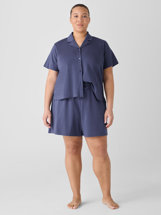 Organic Cotton Interlock Notch Collar Sleep Shirt