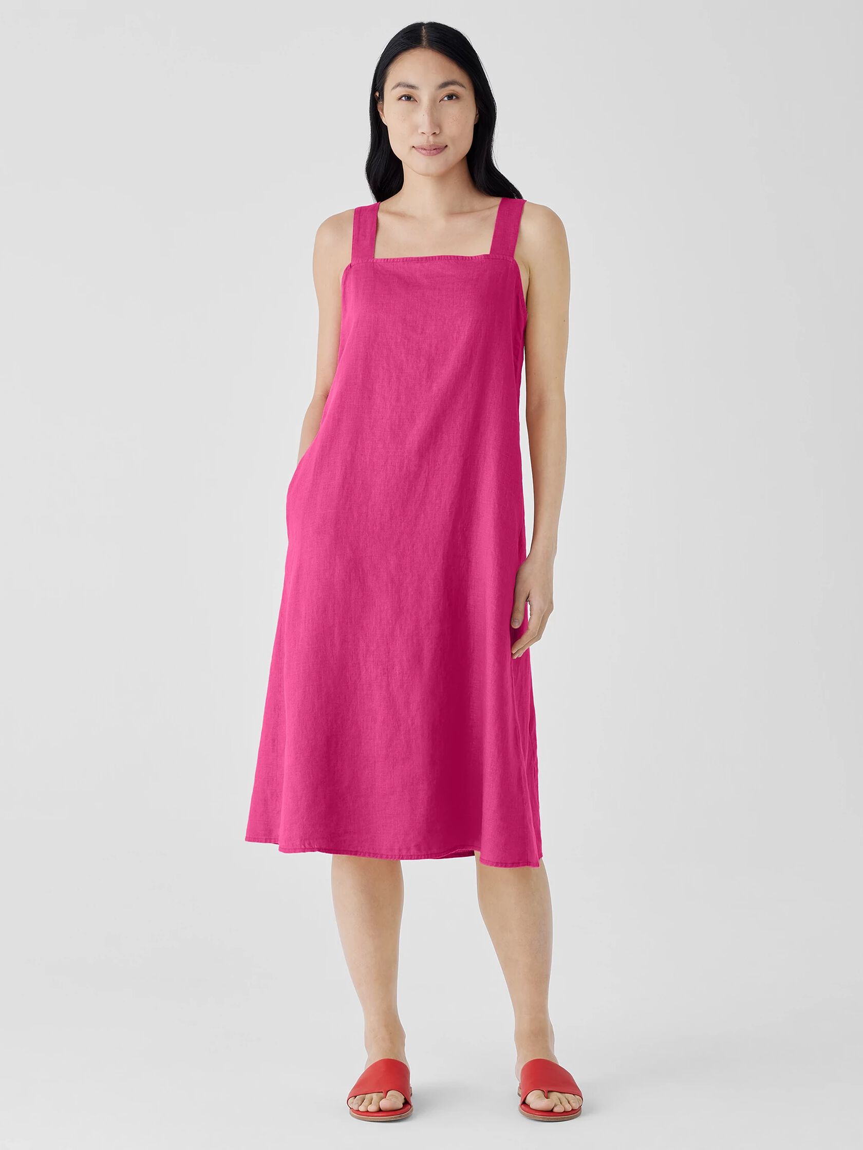 Organic Linen Square Neck Dress