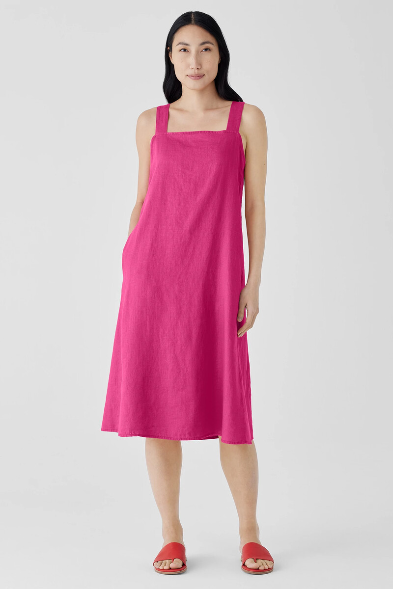 eileen fisher pink dress Eileen Fisher Linen Tank Dress Size Medium Sleeveless Scoop Neck Pink Summerwear