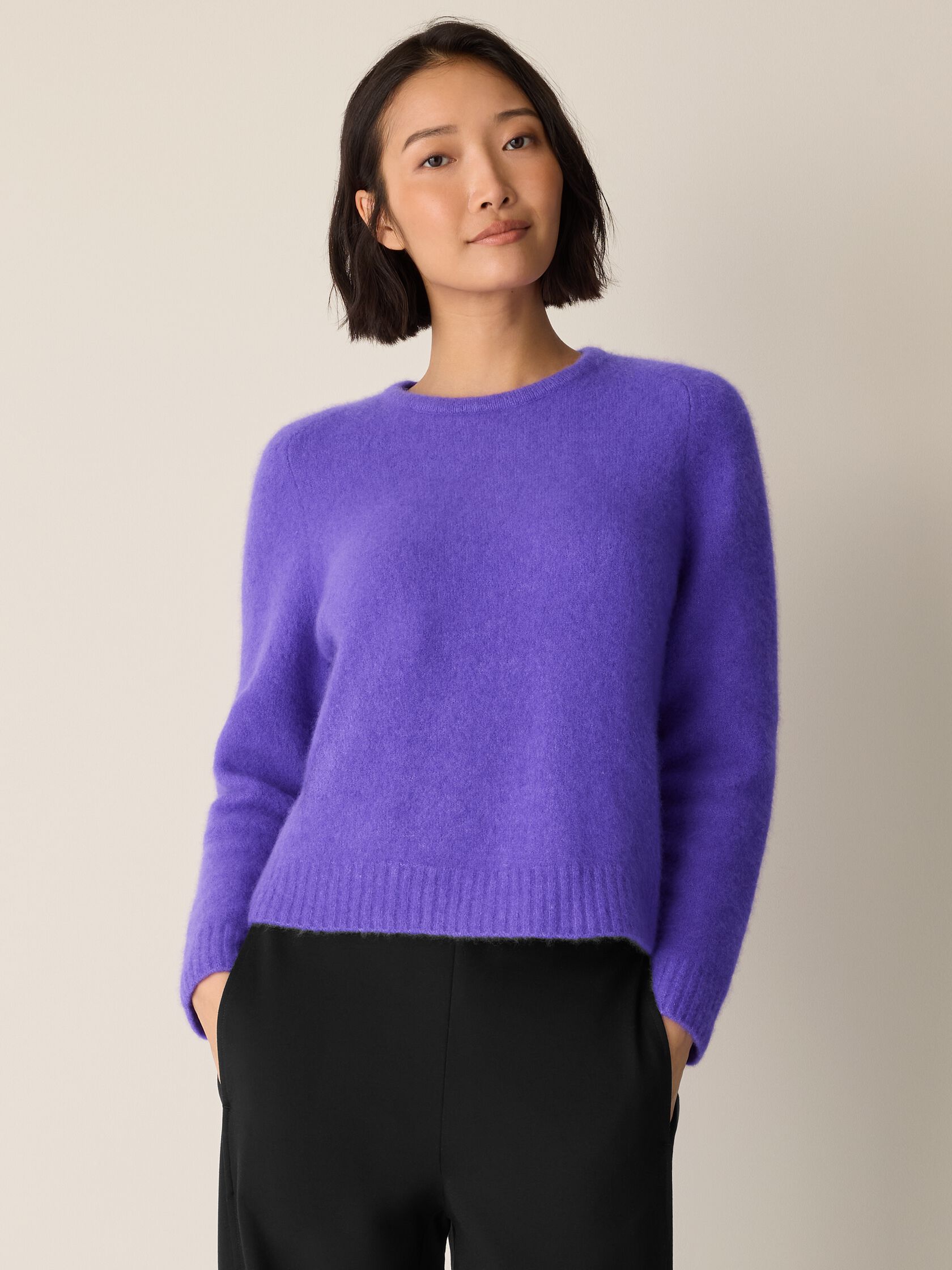 Cashmere Silk Boucle Bliss Crew Neck Top