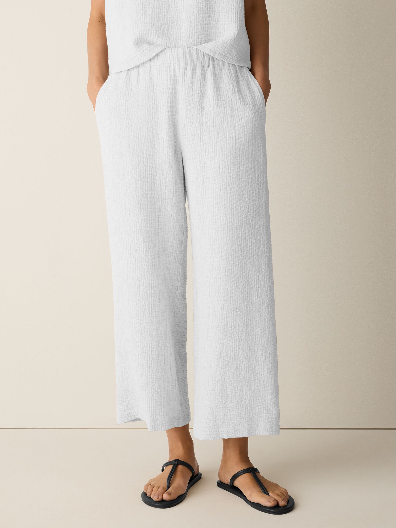 Organic Cotton Doubleweave Wide-Leg Pant