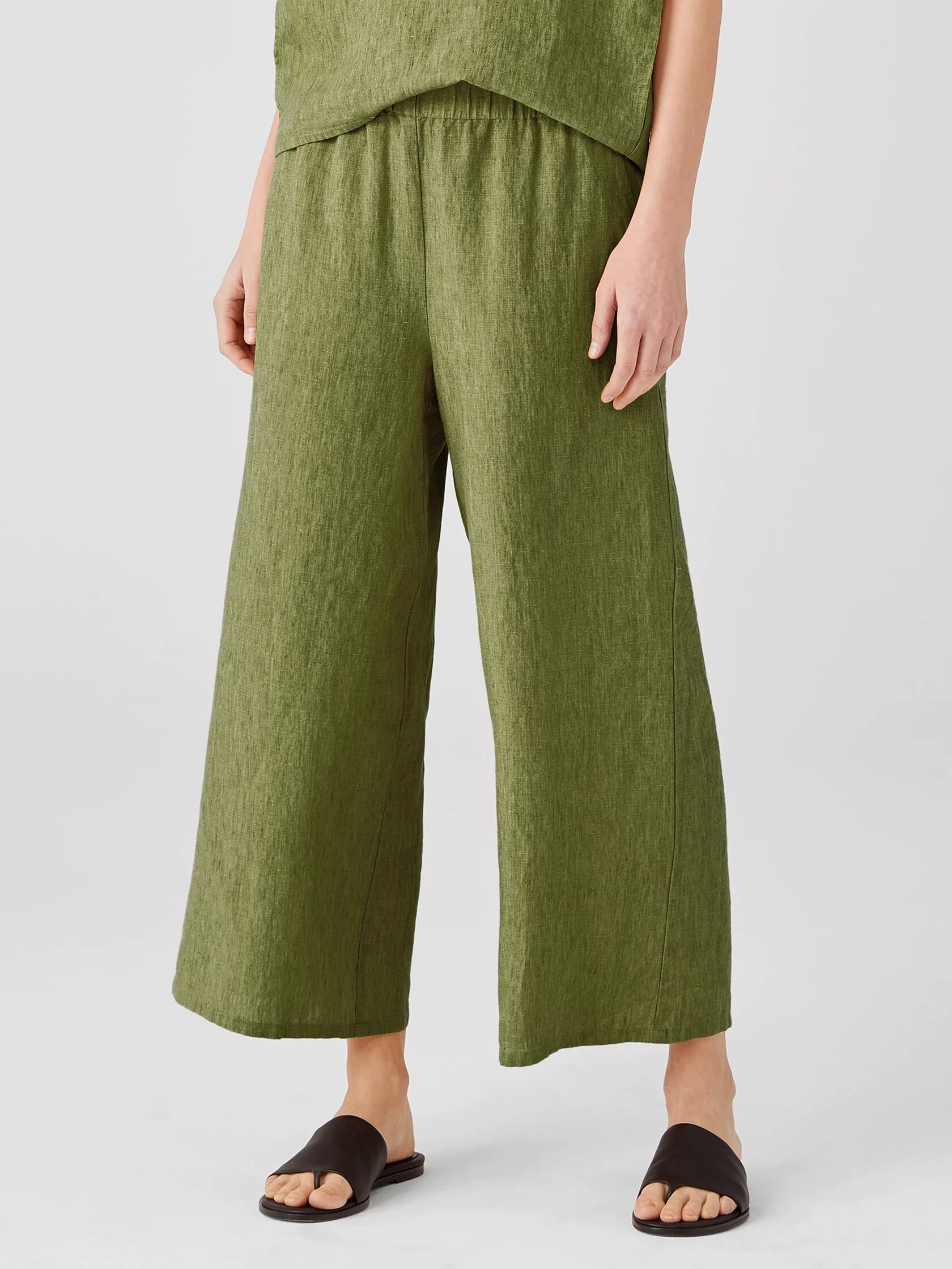 Washed Organic Linen Delave Wide-Leg Pant
