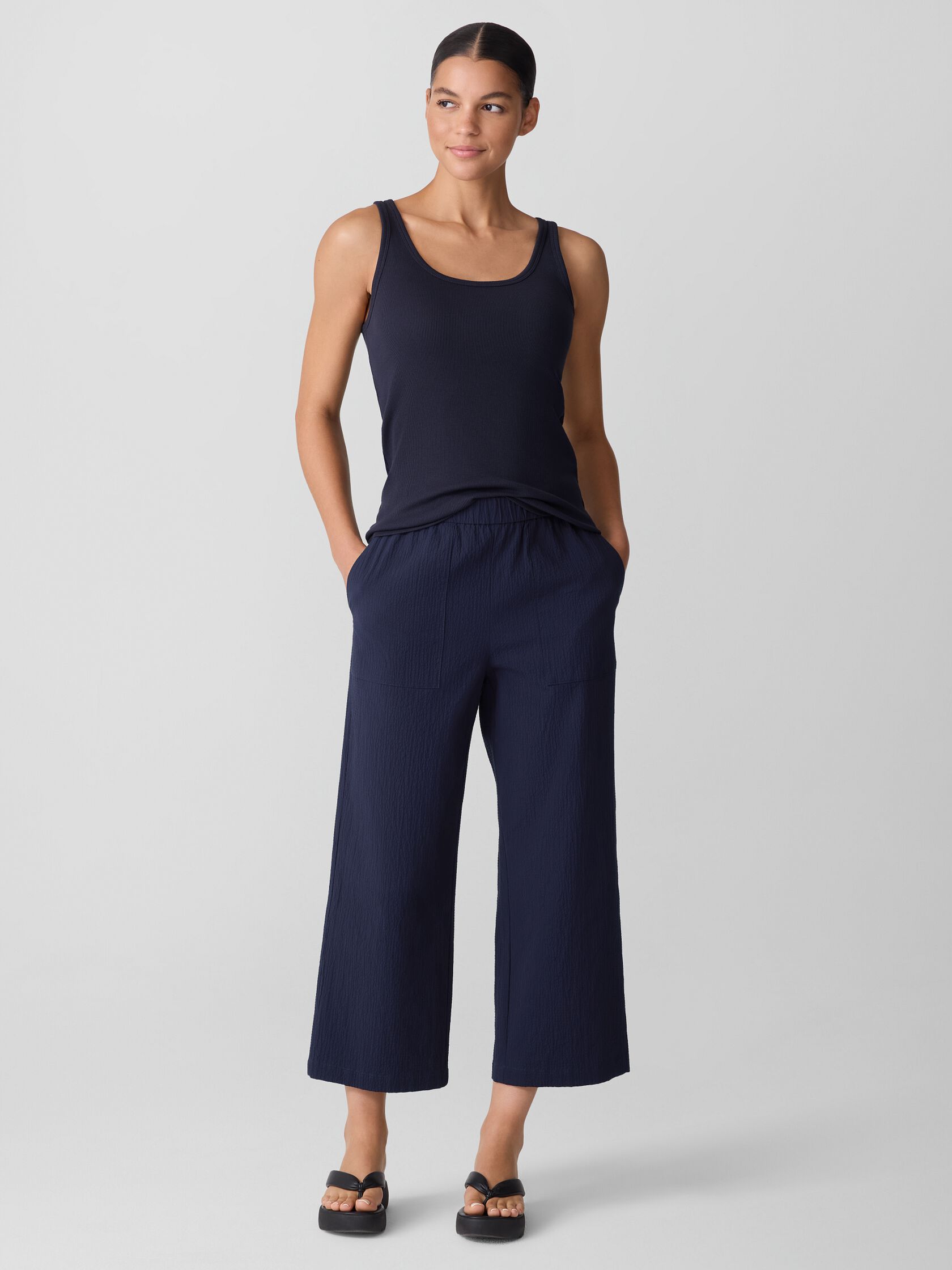 Organic Cotton Stretch Rib Scoop Neck Tank