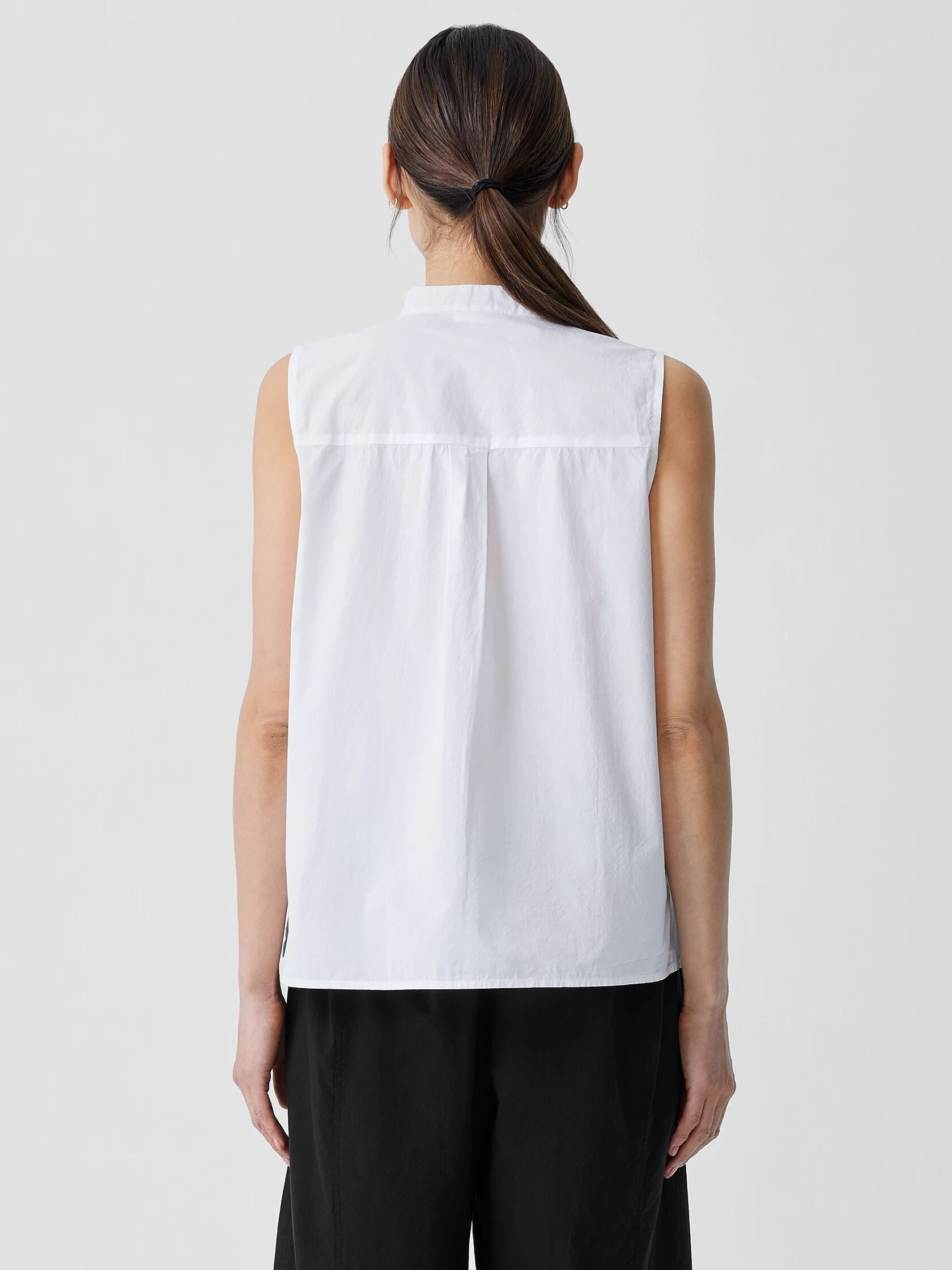 Washed Organic Cotton Poplin Sleeveless Shirt