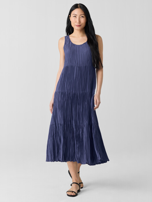 Crushed Silk Tiered Dress | EILEEN FISHER Crushed Silk Tiered Dress | EILEEN FISHER