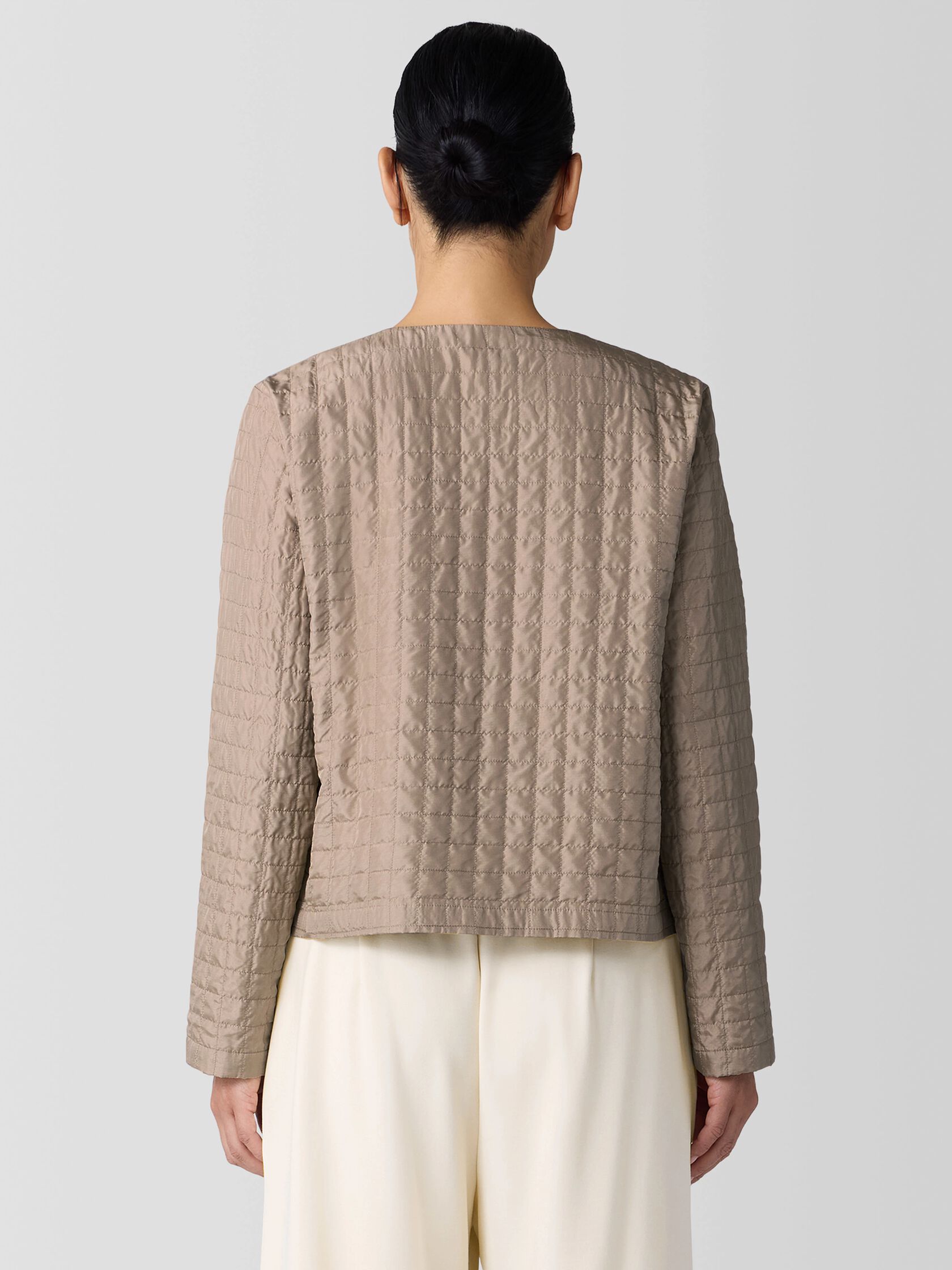 Silk Habutai Quilted Round Neck Jacket