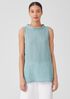 Puckered Organic Linen Mock Neck Top