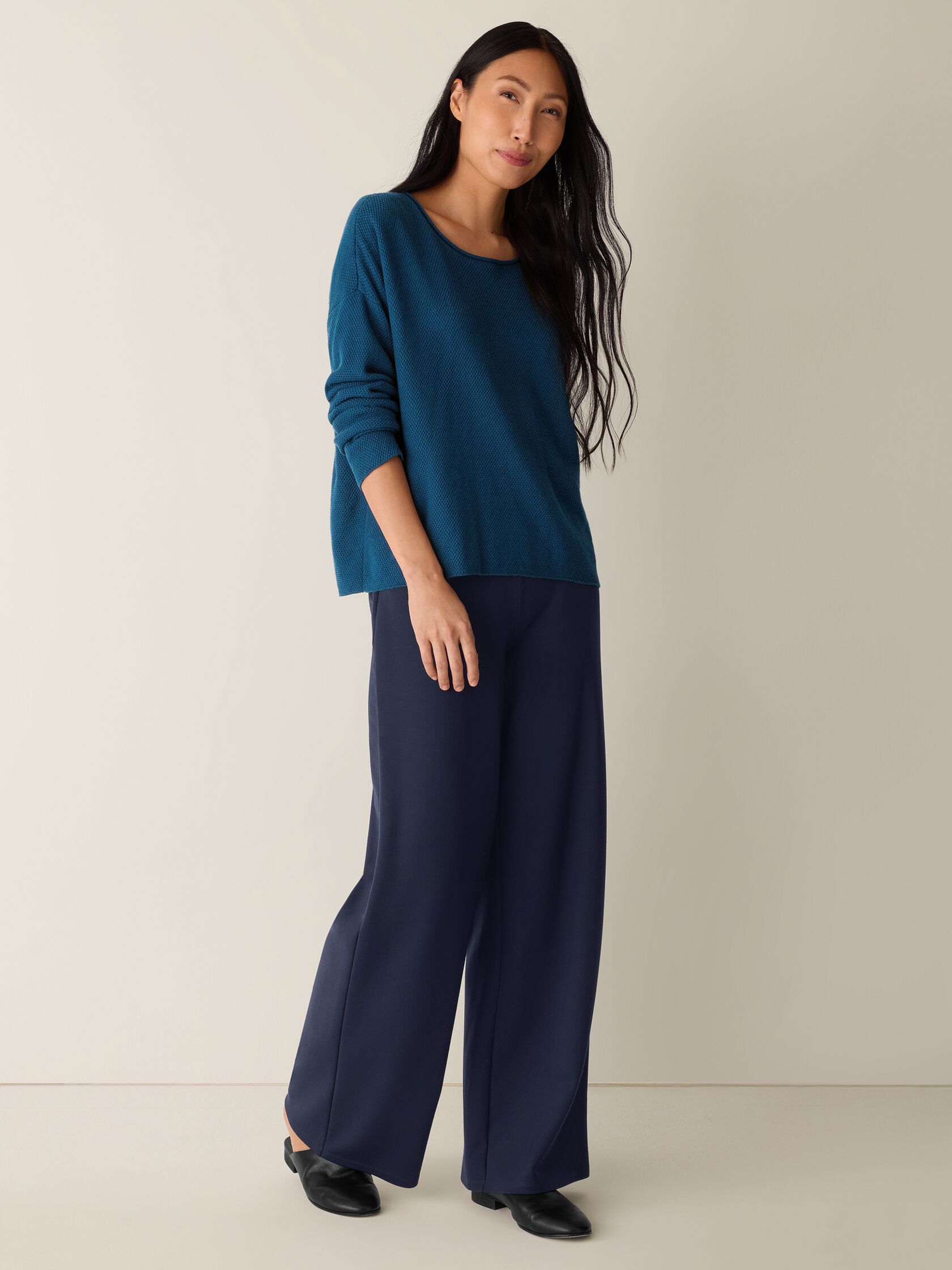 Peruvian Cotton Blend Jewel Neck Top