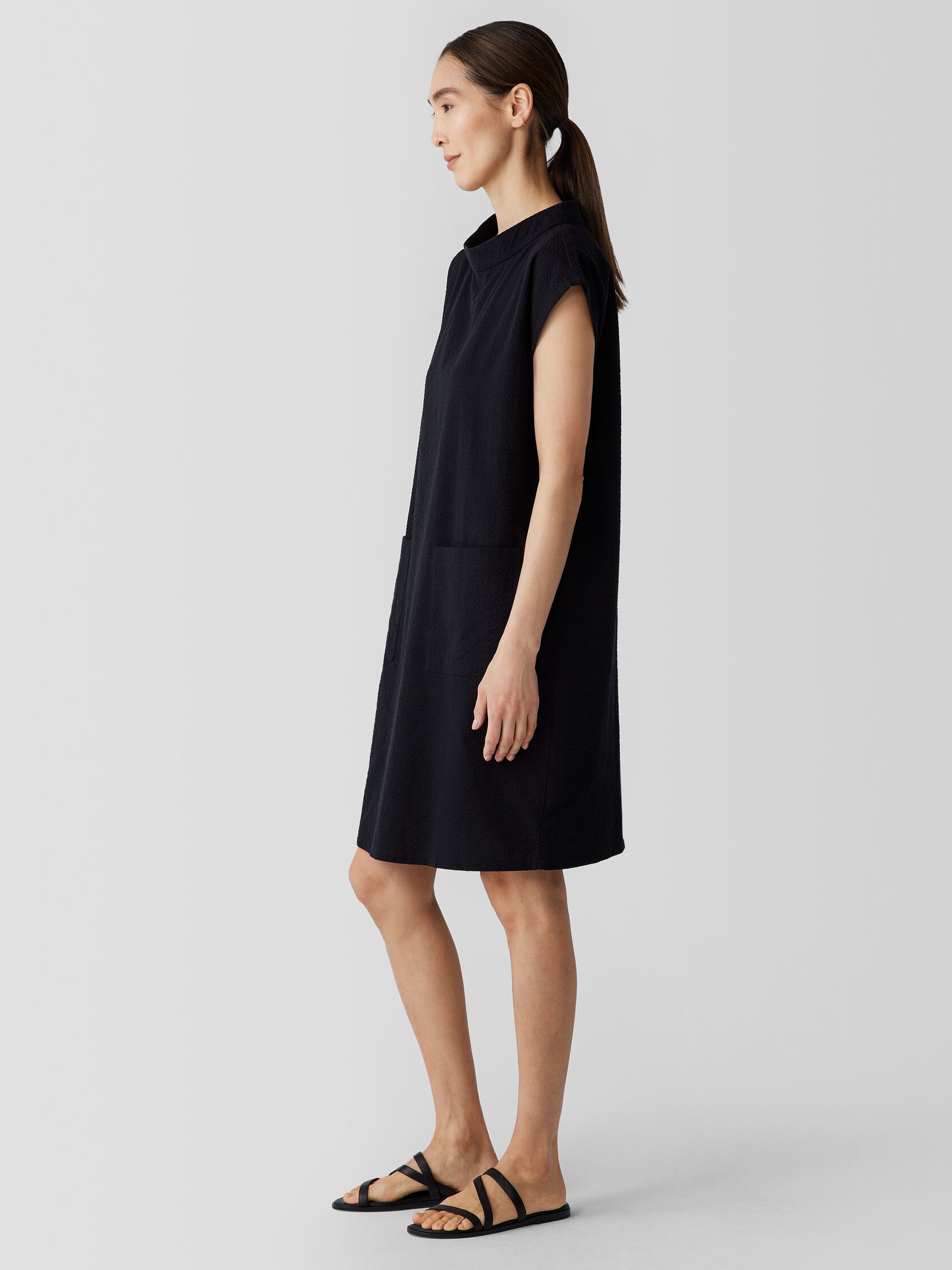 Organic Cotton Ripple Mock Neck Dress