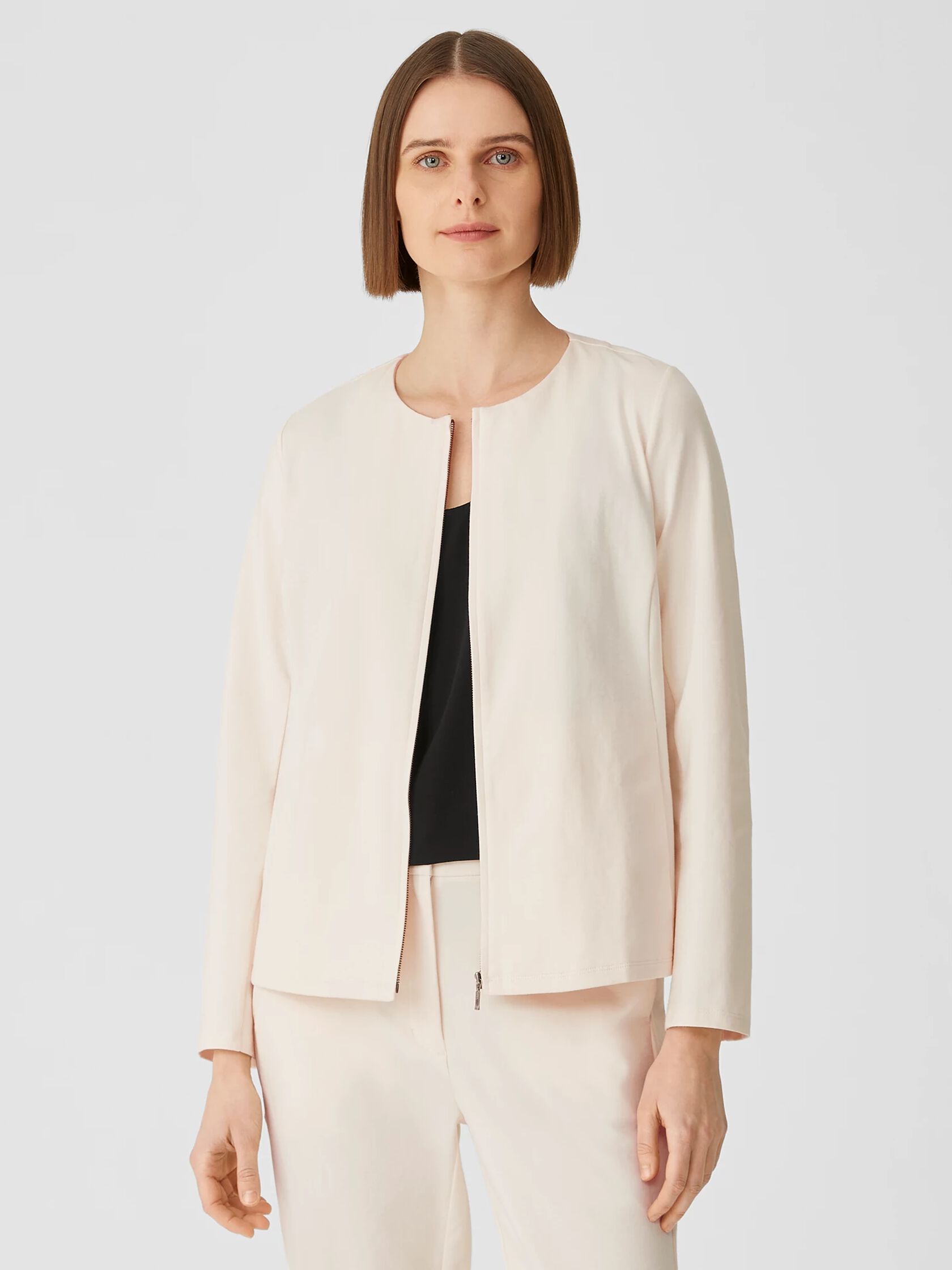 Organic Cotton Ponte Zip-Front Jacket