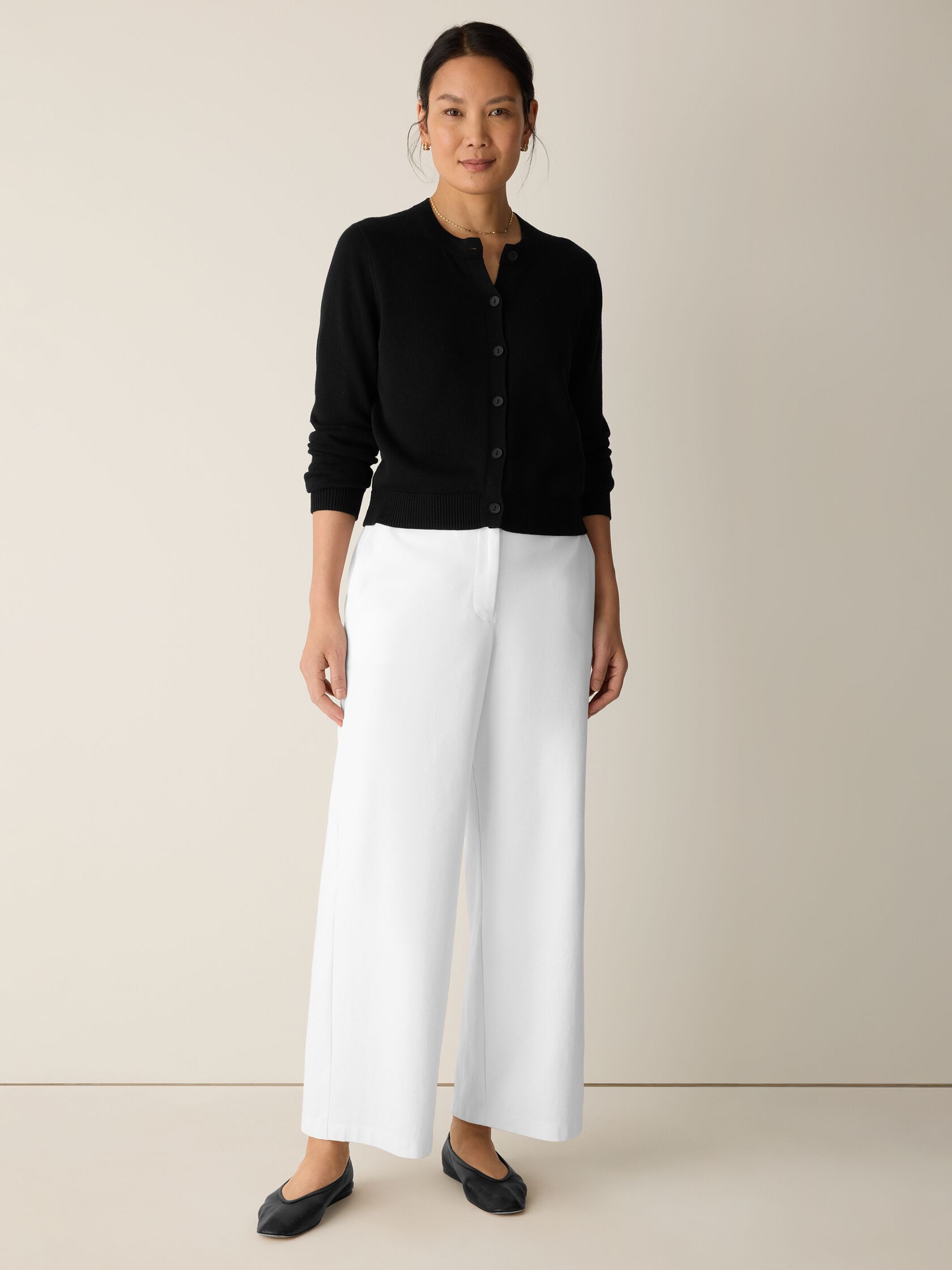 Peruvian Cotton Blend Crew Neck Cardigan