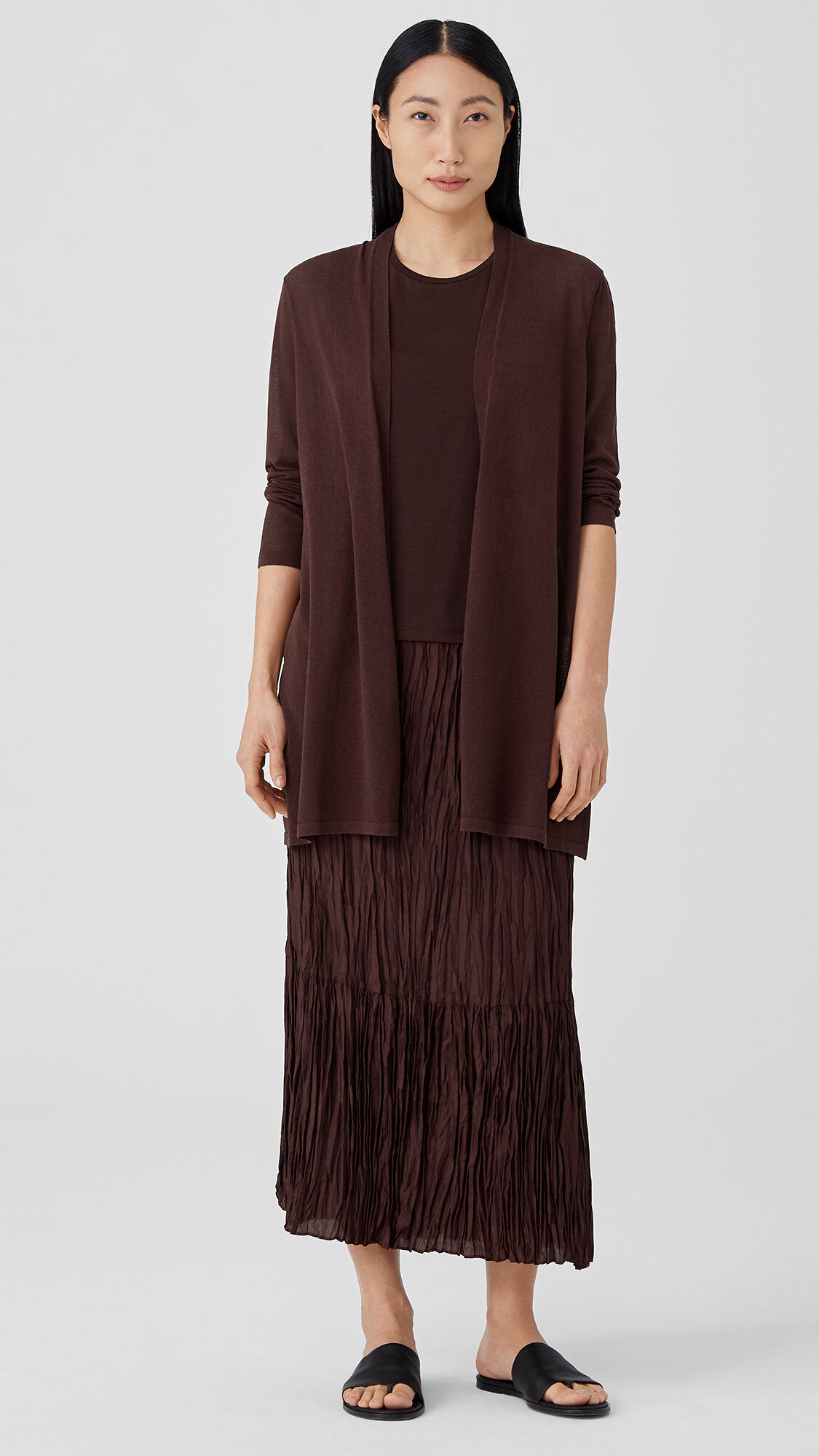 Crushed Silk Habutai Tiered Skirt