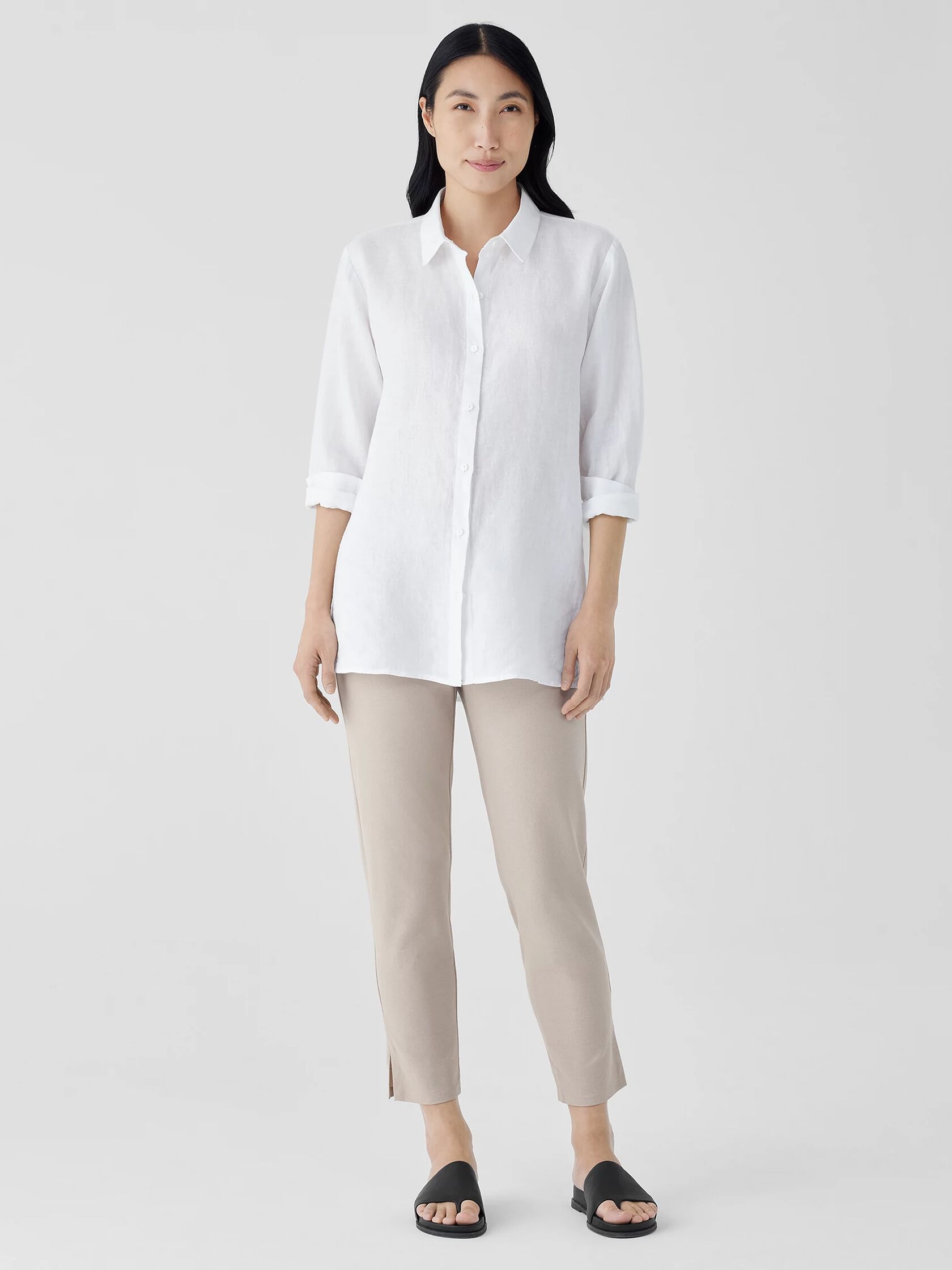 Washable Stretch Crepe Pant with Slits