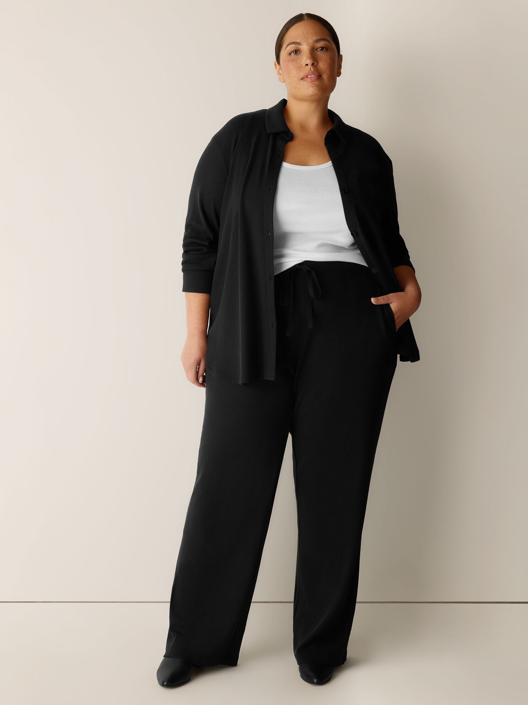 Cozy Waffle Knit Straight Pant