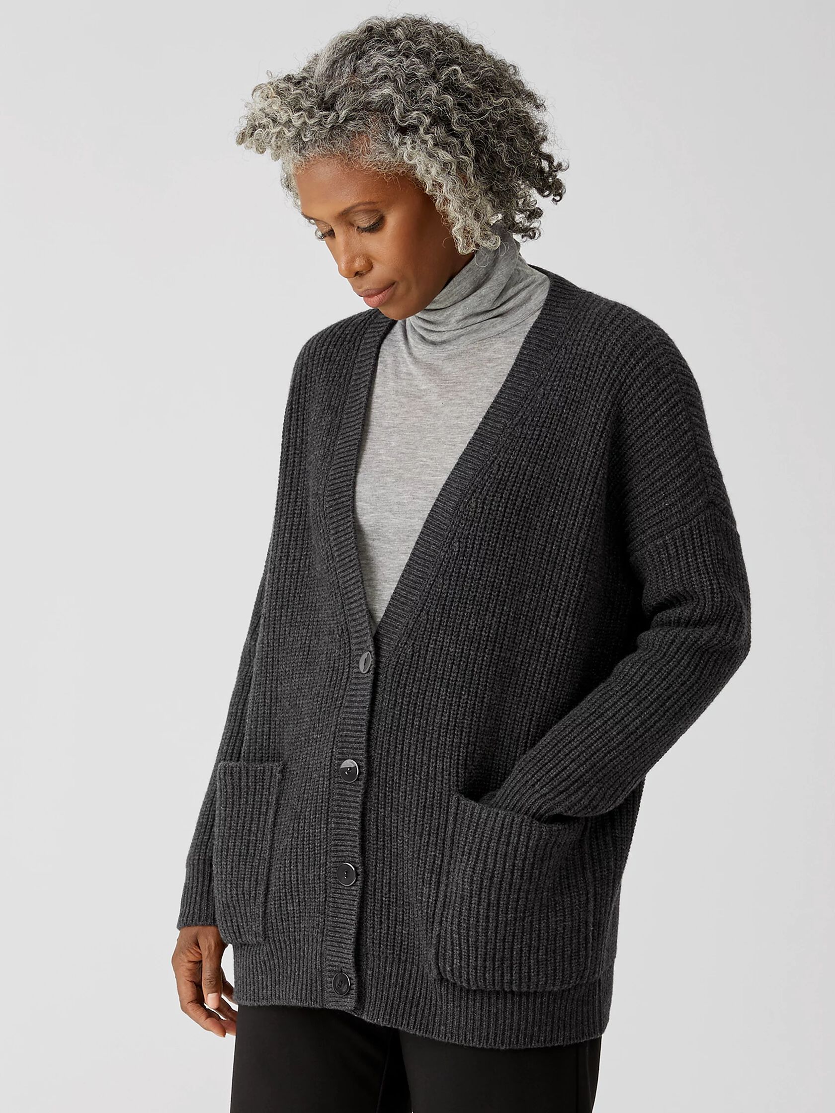 Recycled Cashmere Wool Boyfriend Cardigan