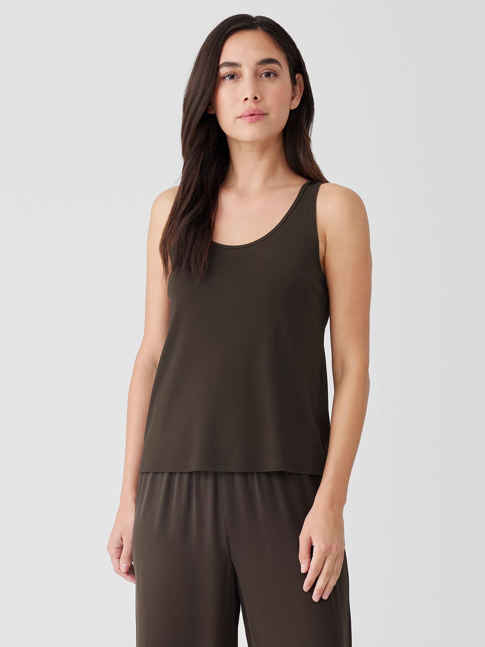 Stretch Silk Jersey Scoop Neck Tank