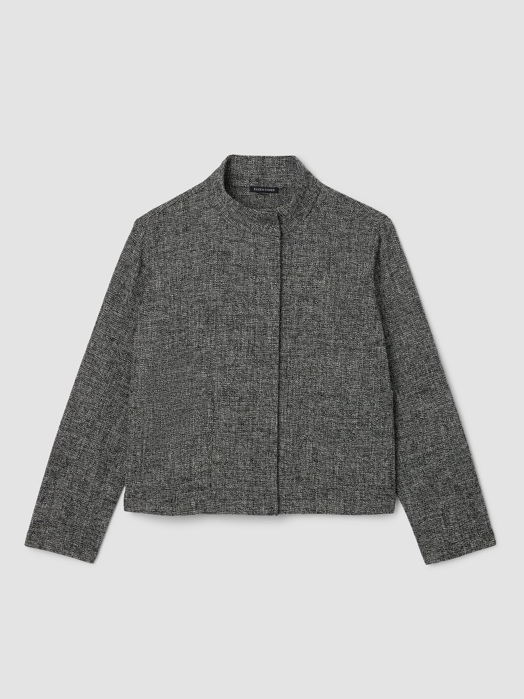 Organic Cotton Tweed Stand Collar Jacket