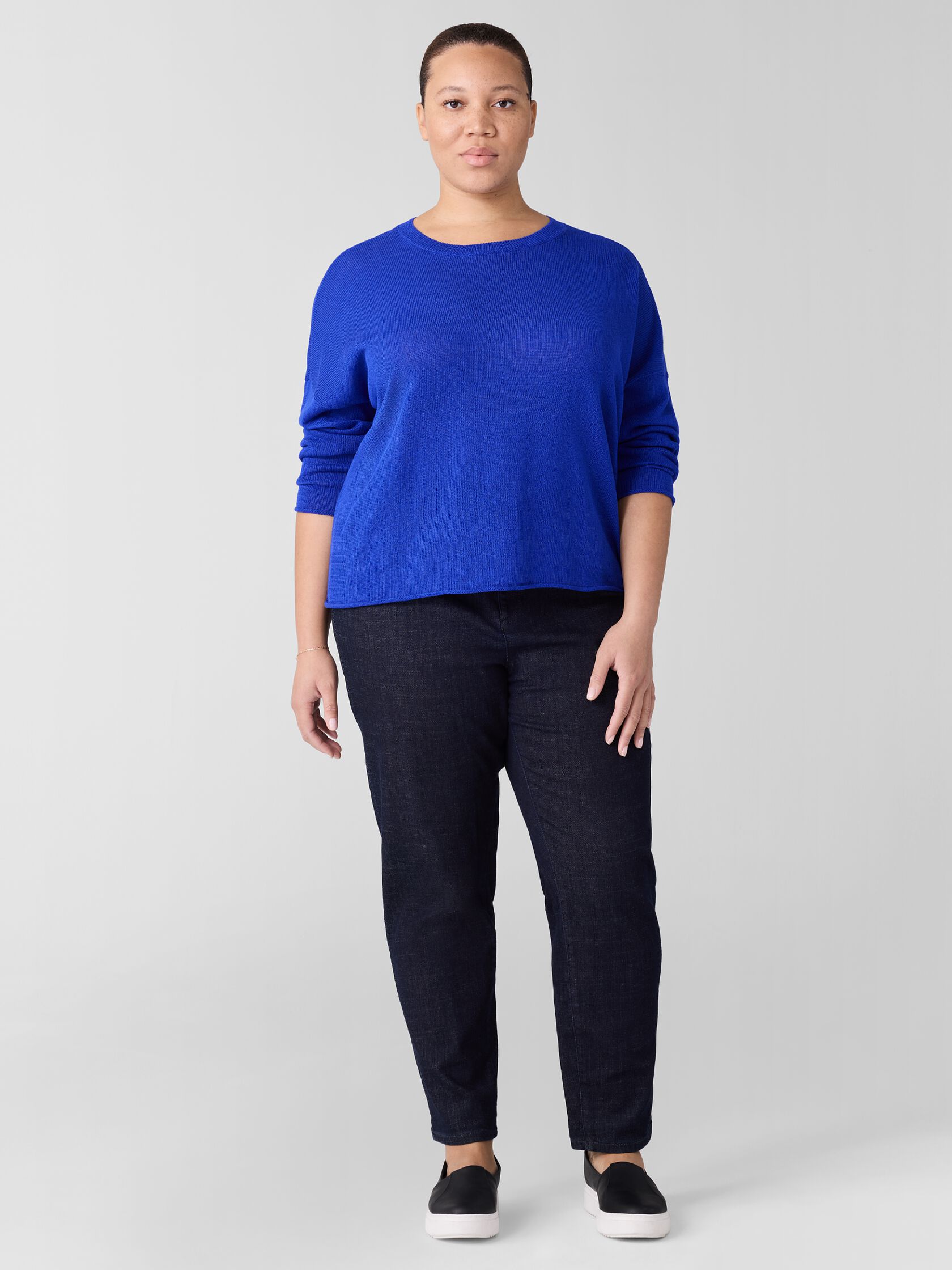 Organic Linen Cotton Cord Crew Neck Top